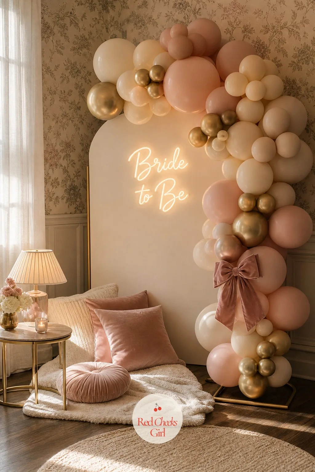 A Blush and Cream Backdrop for Photos — Someone will want a real photo before the pajamas get rumpled and the masks go on, and a bare wall never flatters