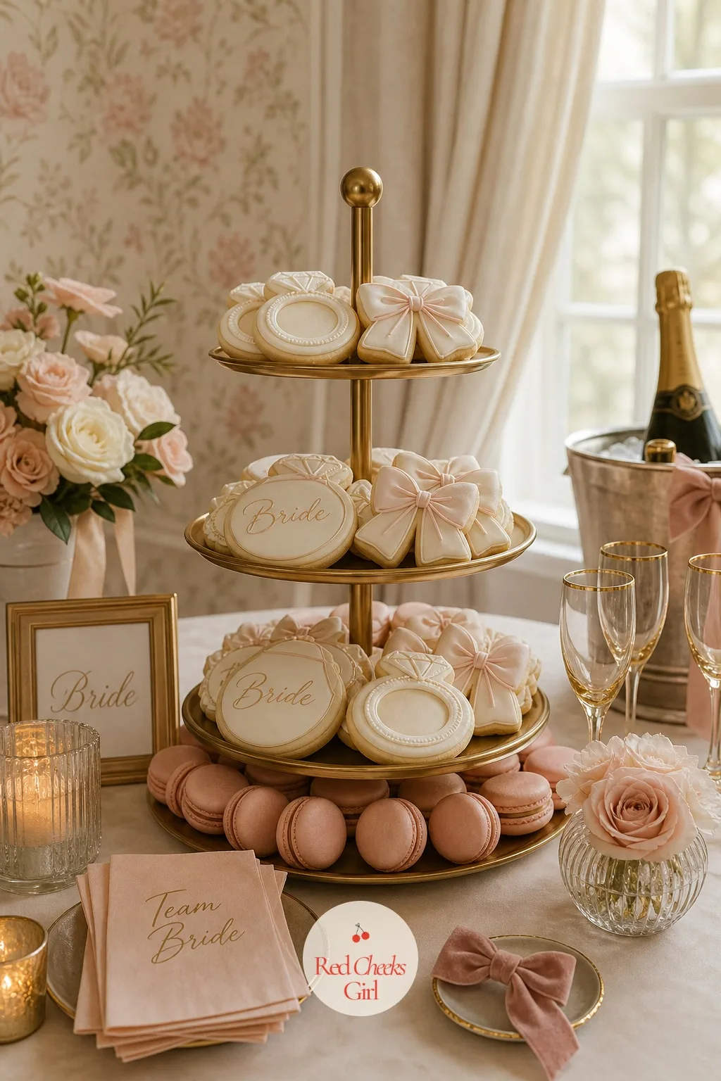 The Dessert Table With Bride Cookies — The sweet course is where the whole theme can get a little literal without feeling silly. Chill bachelorette party ideas