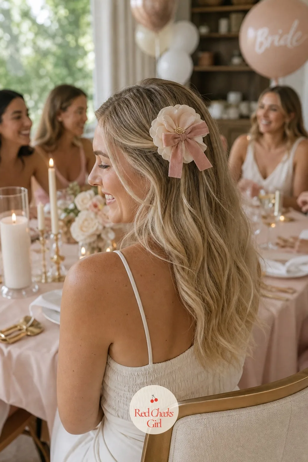 A Hair Wrap and Flower Clip Station — While the masks set, hands need something to do besides scroll a phone. Chill bachelorette party ideas