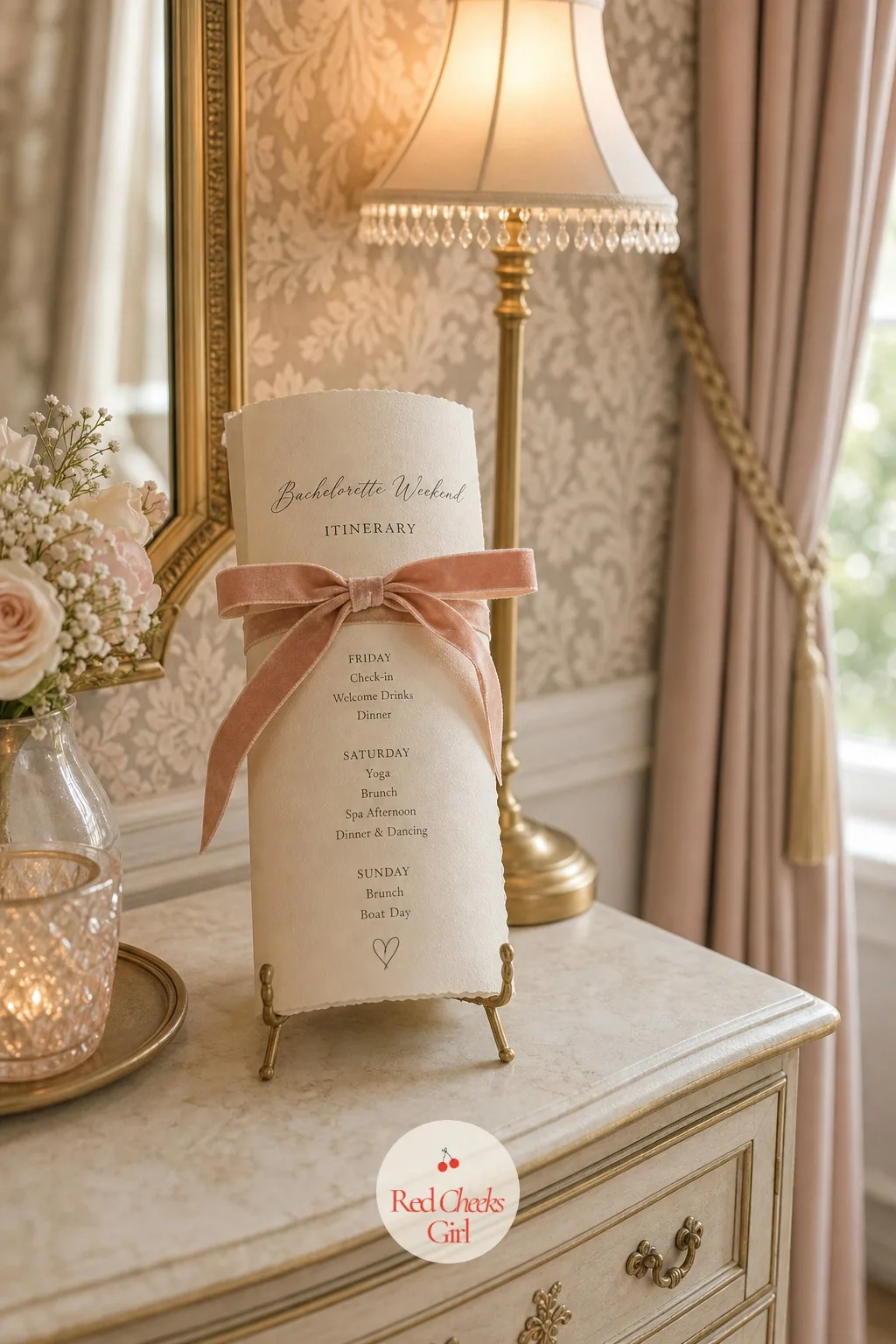 The Printed Itinerary — This is the one piece of paper that actually matters once the pampering starts, because nobody wants to interrupt a face mask to ask