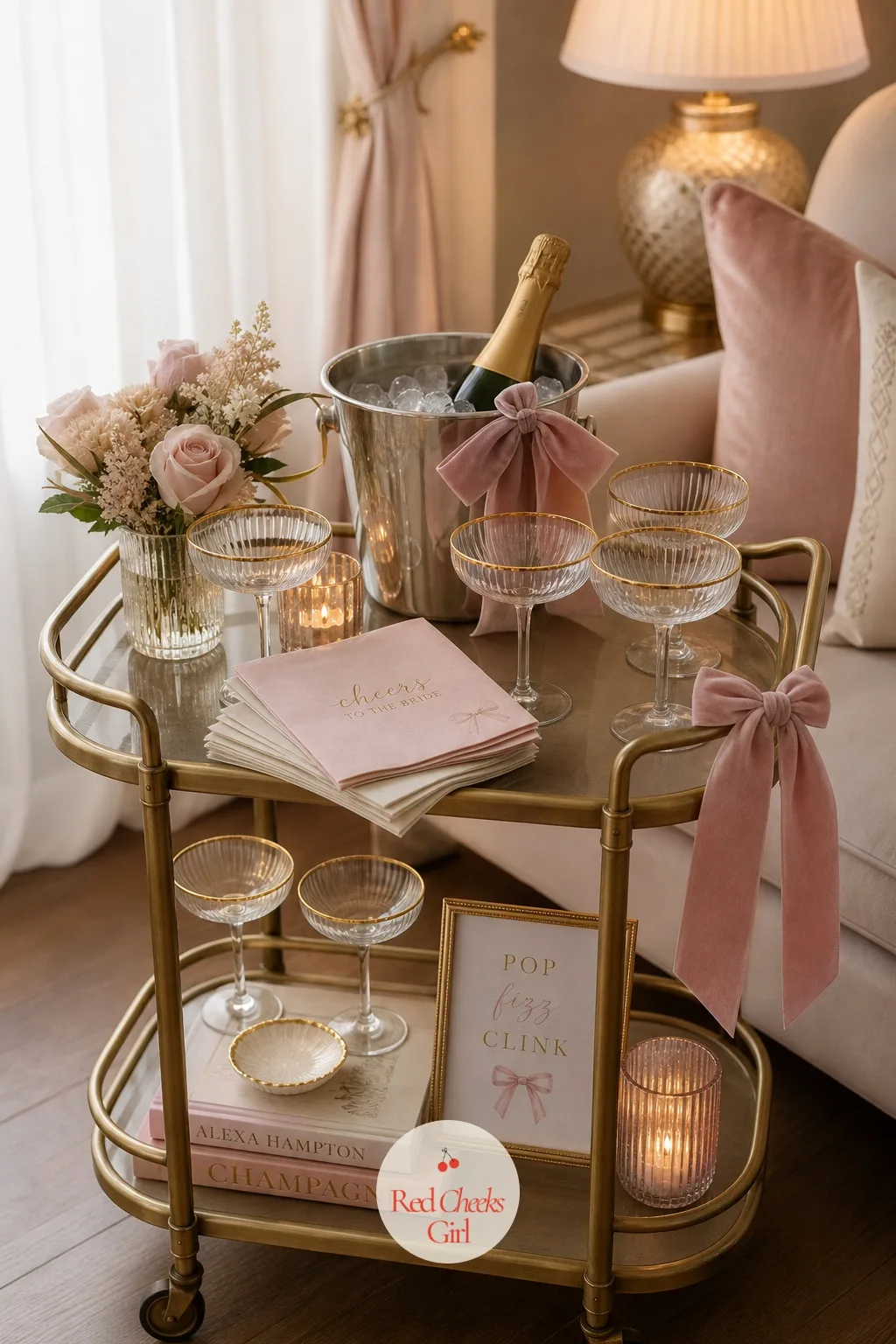 A Rolling Bar Cart for Something Sparkling — A party needs one spot that always has a drink in hand's reach, so it does not become the host's job all night.