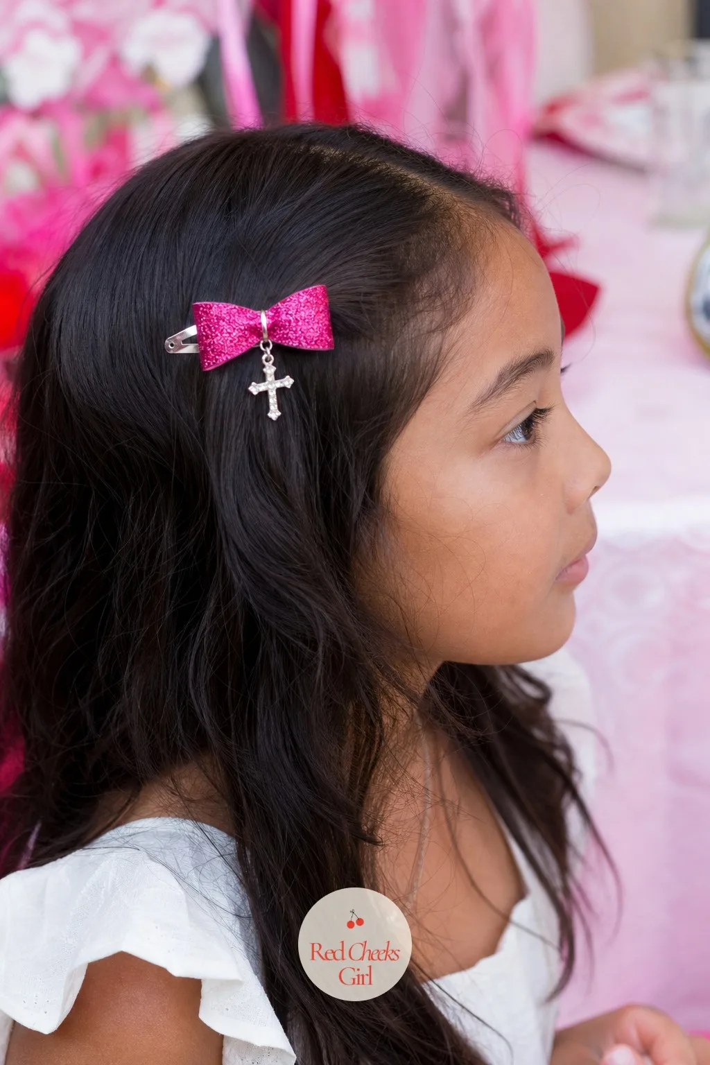 Glitter Bow Hair Clips With Charm — The cheapest, fastest thing on the whole table, and often the thing a mother buys for a daughter while she herself is still