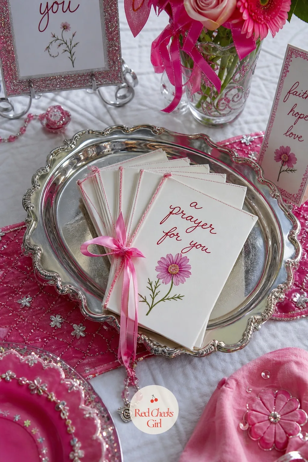 Hand-Lettered Prayer Card Sets With Pressed Flowers — A prayer card feels like it was made for exactly her, even sold off a folding table to a stranger
