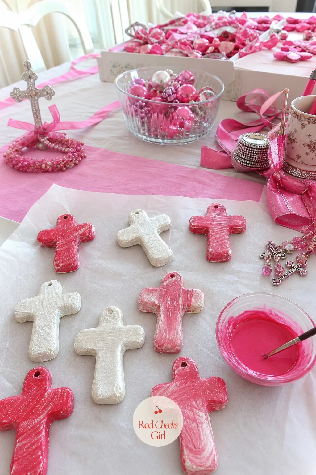 Hand-Painted Clay Cross Ornaments — A smooth, factory perfect clay cross says mass produced. Christian crafts to sell