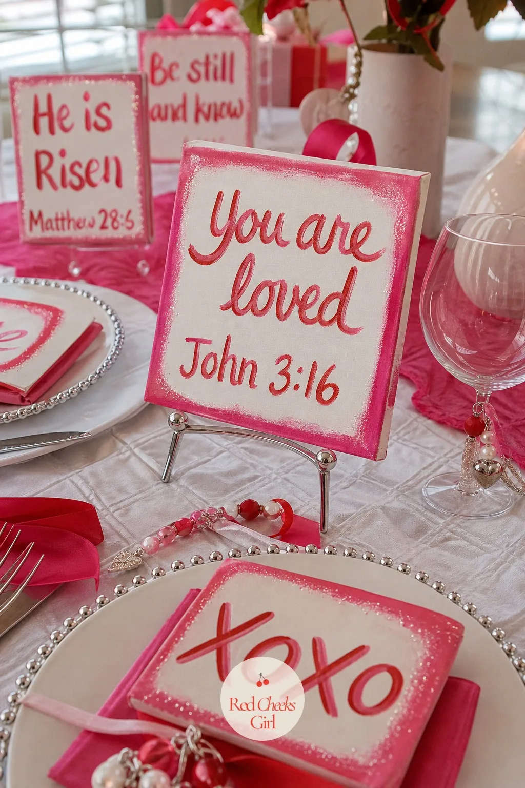 Hand-Painted Scripture Canvas Minis — A tiny canvas earns its spot on a crowded shelf precisely because it does not try to hold an entire verse. Christian