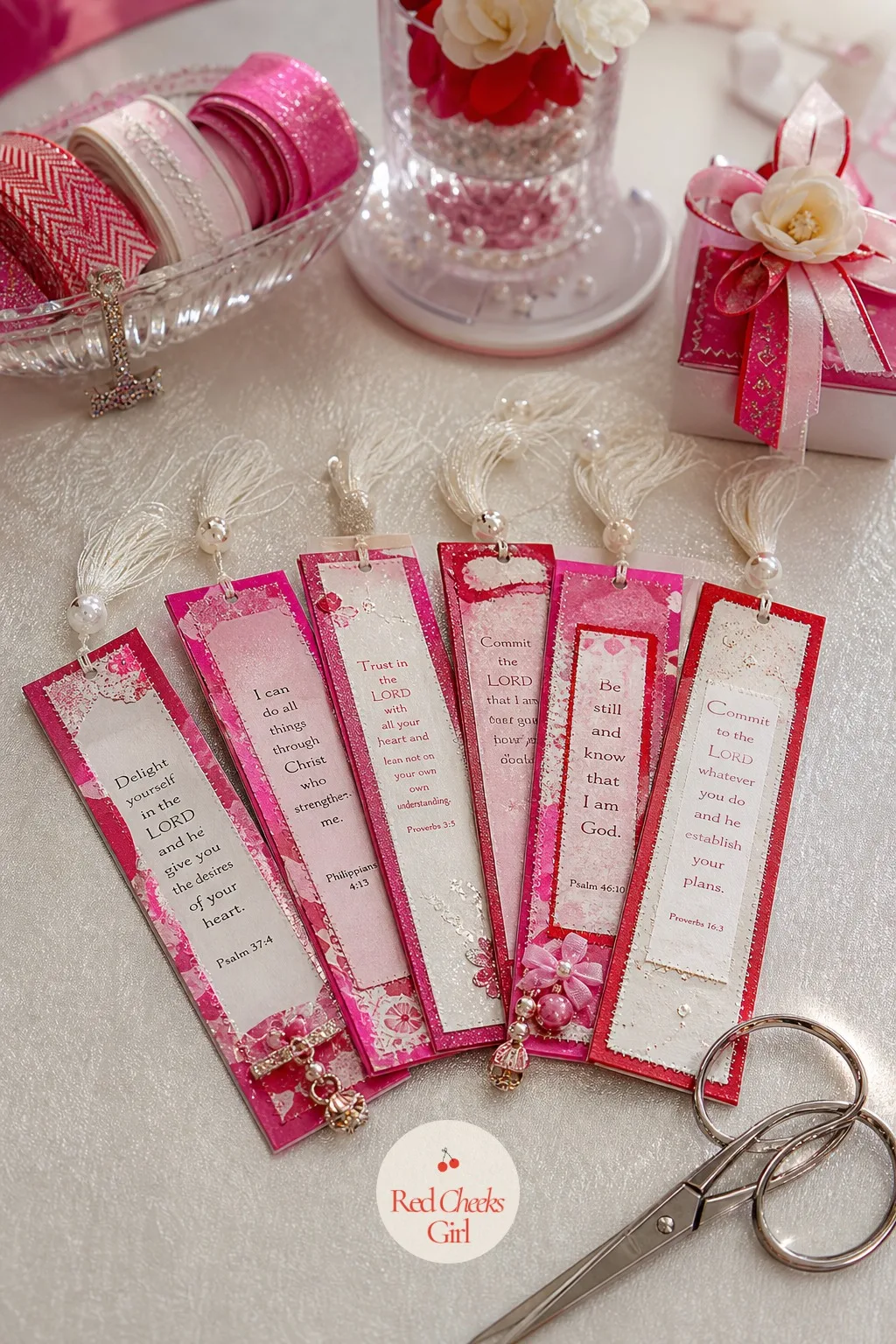 Scripture Washi Bookmark Sets With Pearl Tassels — A bookmark costs almost nothing to make and sells almost on sight, which makes it the quiet workhorse of a