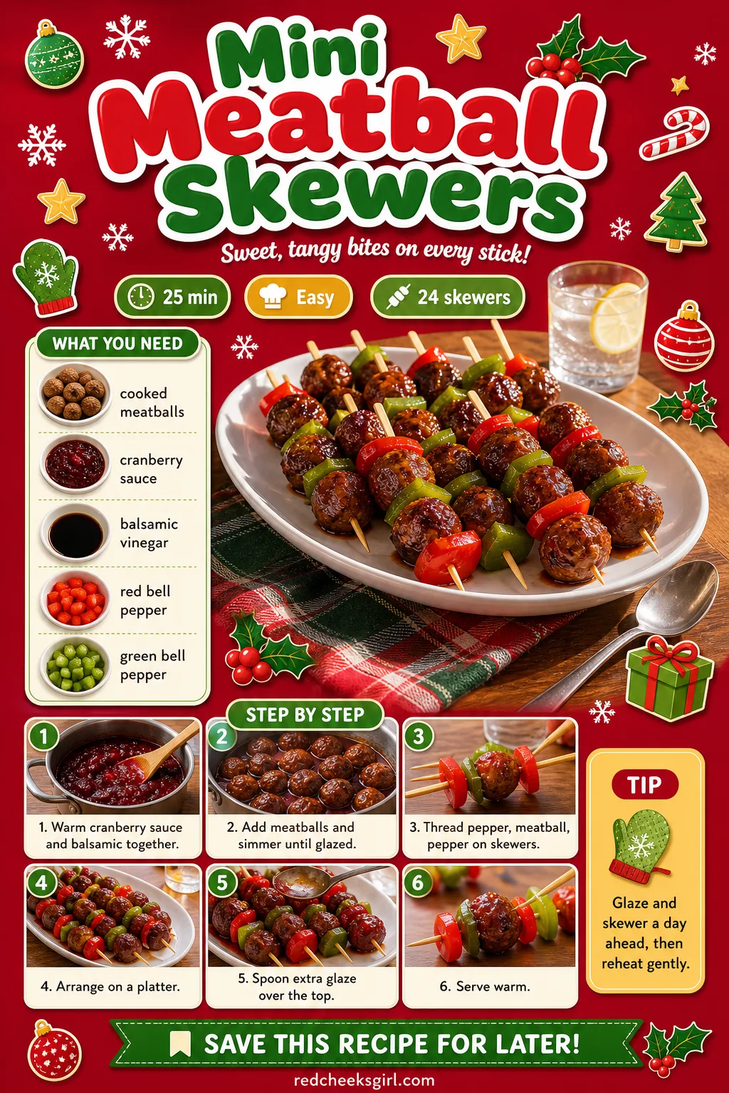 Mini Meatball Skewers Recipe Card printable sheet — Printable recipe card for Mini Meatball Skewers. Christmas party appetizers