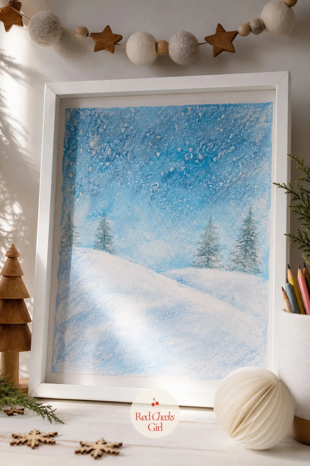 Chalk Pastel Salt Texture Snowfield — Flat crayon drawings of snow never quite look like snow, and a kid who has tried knows it falls short every time.