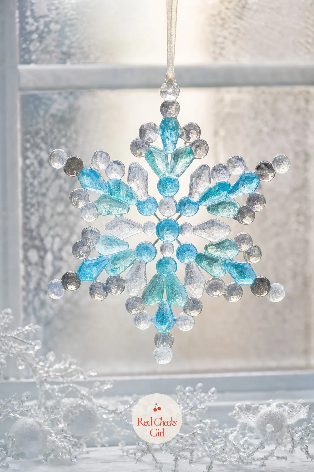 Melted Bead Snowflake Suncatchers — Plain pony beads look like nothing in the jar, and a kid who has made ten bracelets this month already knows it. Christmas