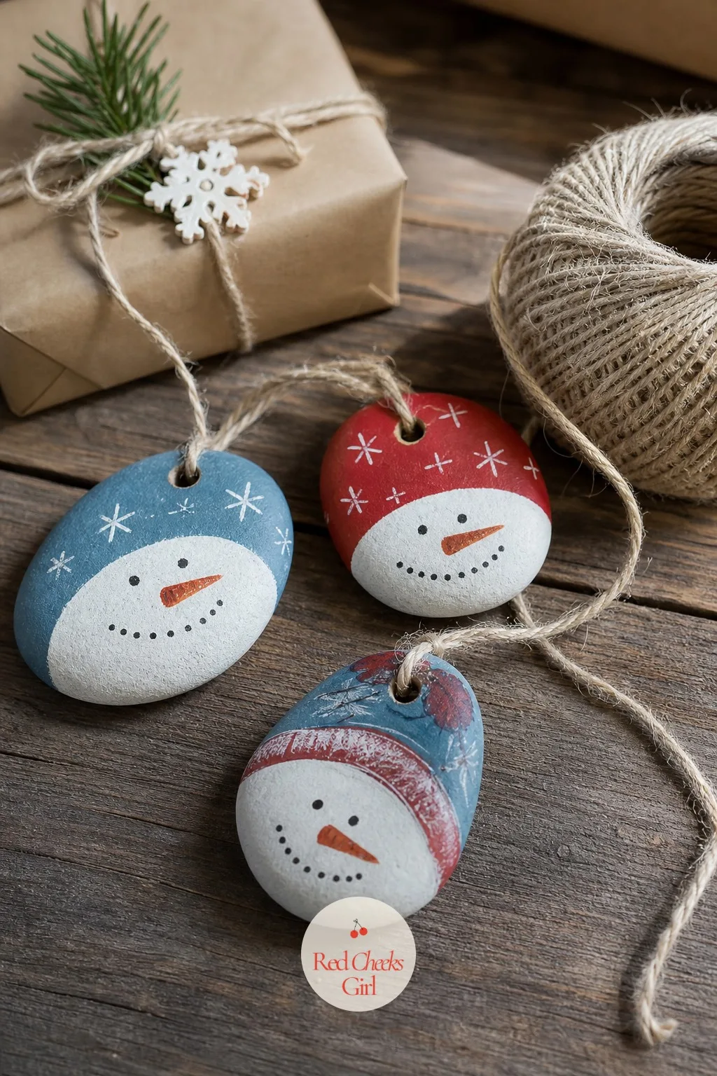Painted River Rock Gift Tags — A paper gift tag tears off and gets thrown away with the wrapping paper by Boxing Day. Christmas arts and crafts for kids