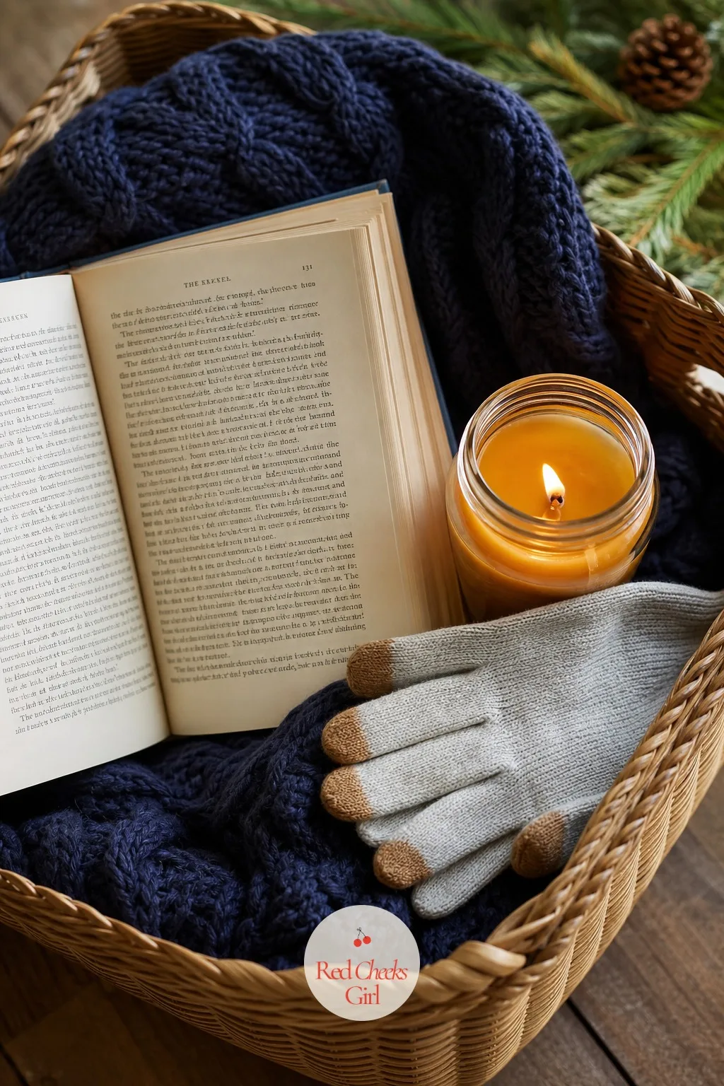 Fireside Reading Basket — This is for the friend who has been saying 'I just need a weekend to read' since September and never gets one. Christmas basket gift