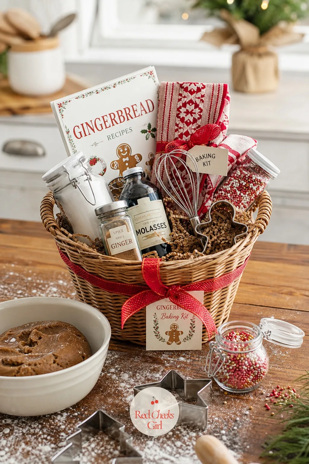 Gingerbread Baking Kit Basket — Skip the bakery box this year and give the activity instead, for the friend who actually enjoys being in the kitchen on a slow