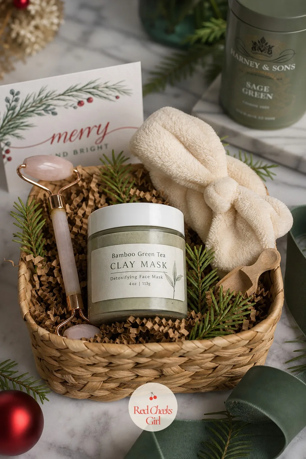 Herbal Face Mask Basket — She spends the whole season taking care of everyone else's holiday. Christmas basket gift ideas