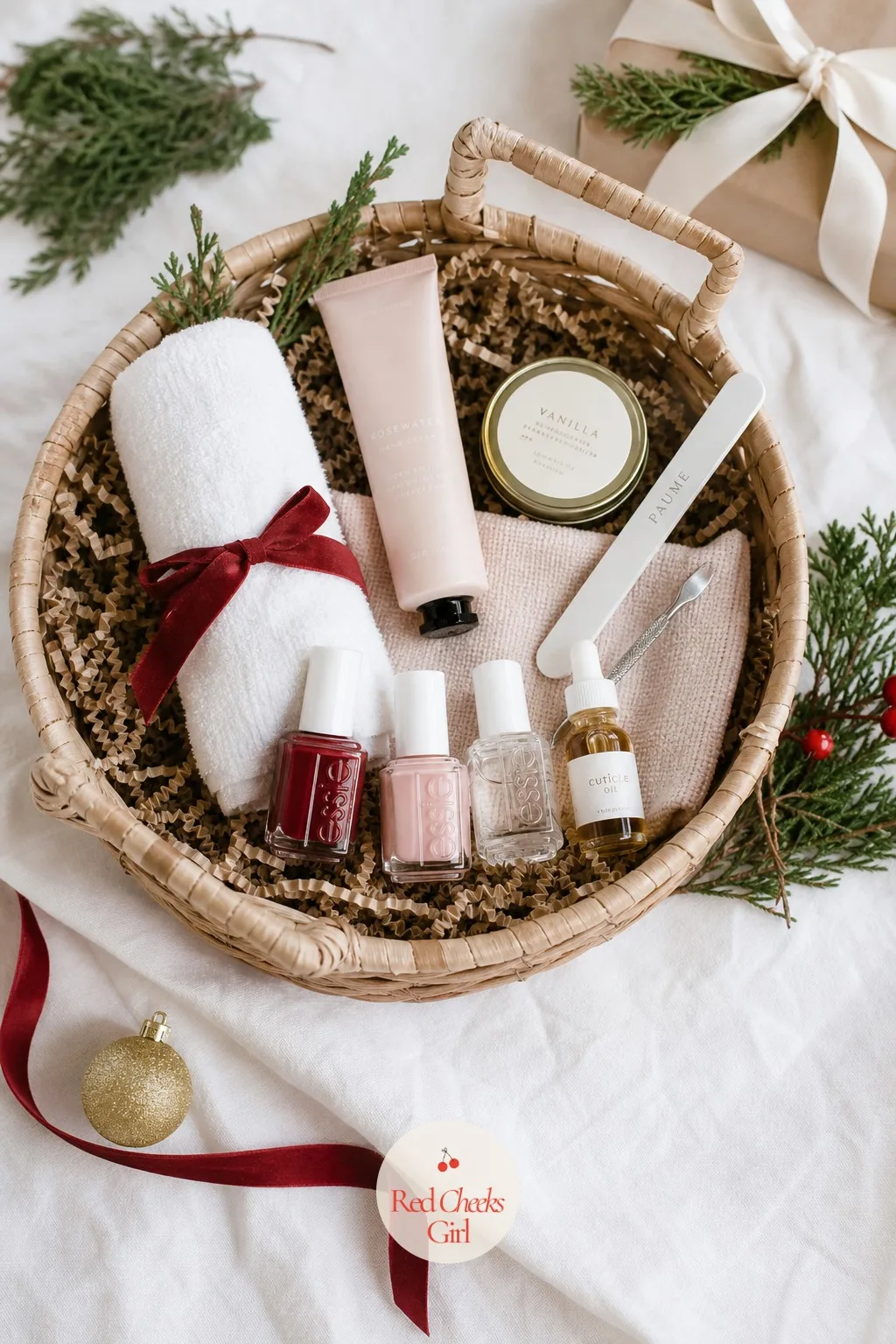 Manicure Night Basket — This is the basket for the woman who always means to get a manicure and never does, mostly because driving somewhere and sitting still