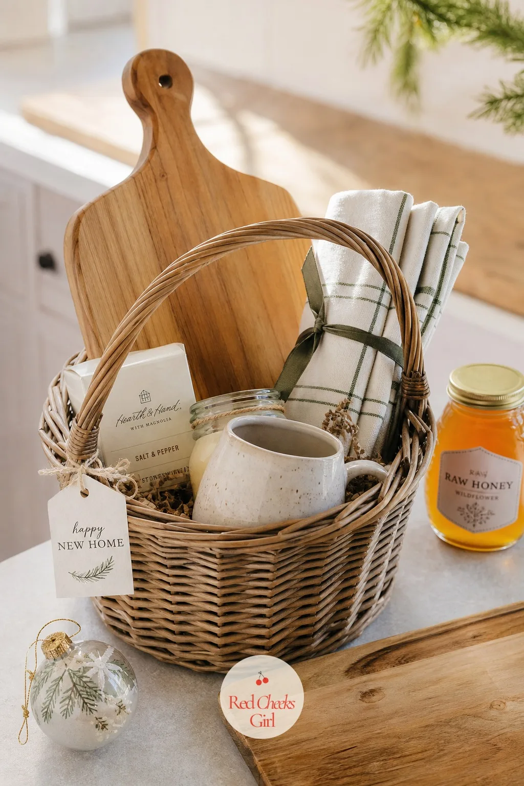 New Homeowner's First Christmas Basket — Their first holiday in a new place usually means half empty cupboards and zero decorations, no matter how excited they