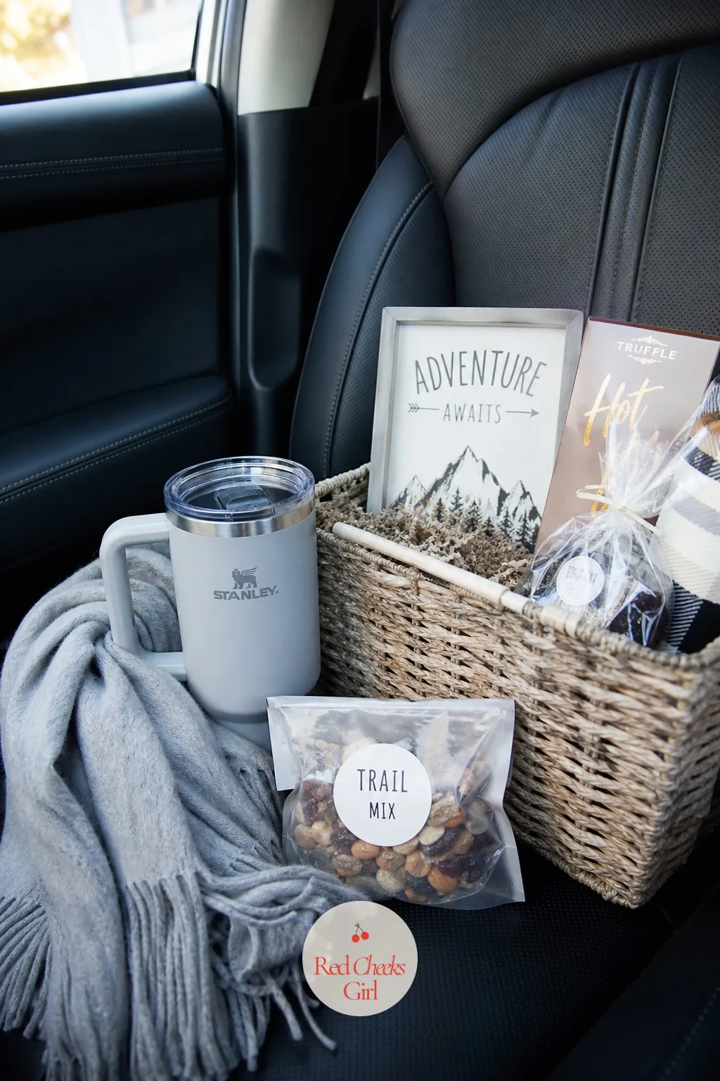 Road Trip and Travel Basket — For the friend who is always driving somewhere for the holidays, three hours each way with questionable snacks. Christmas basket
