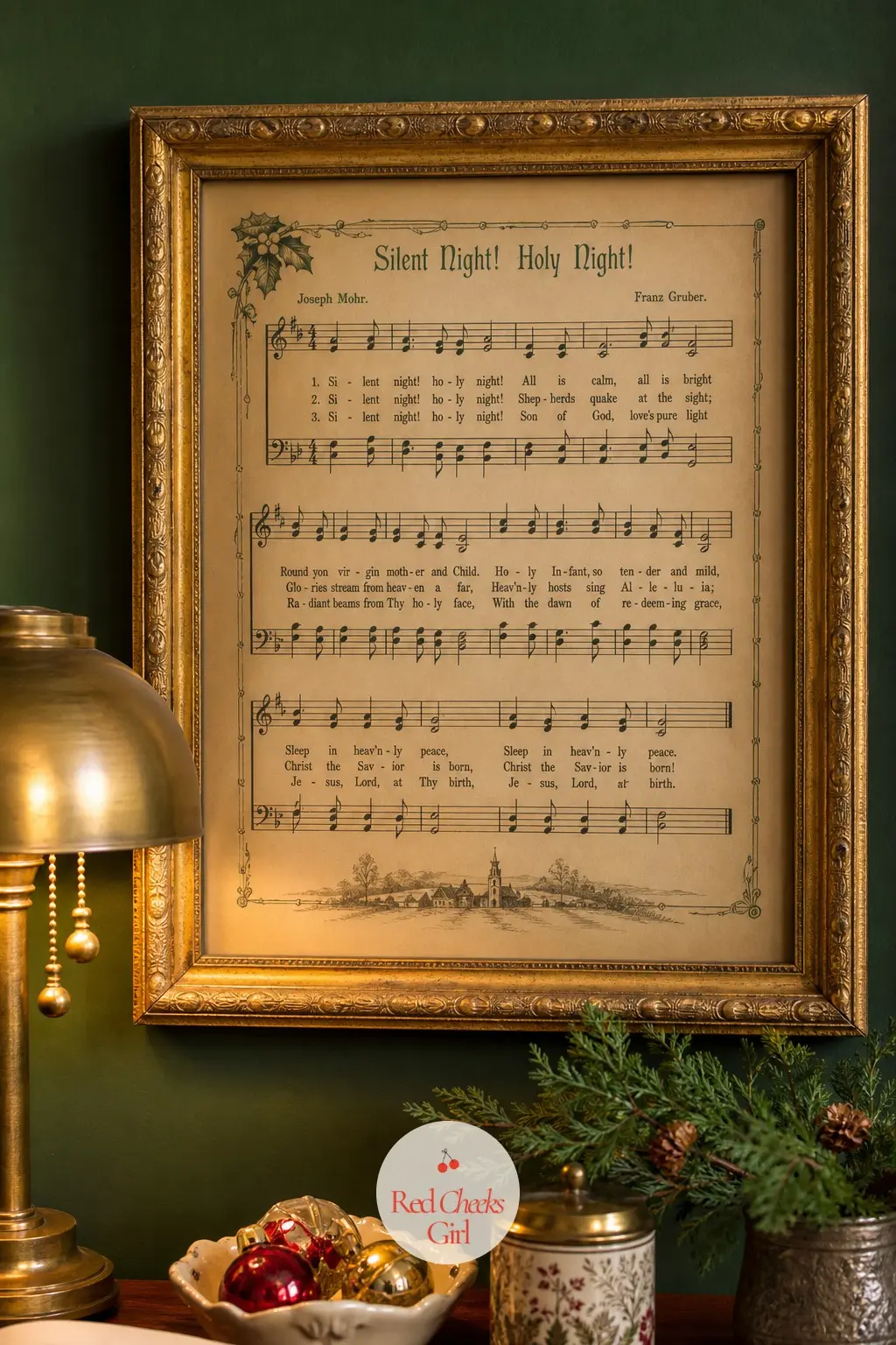 A Framed Vintage Carol Sheet Swapped In for the Usual Print — Instead of adding a new piece of art, pull the everyday frame off the wall for six weeks and