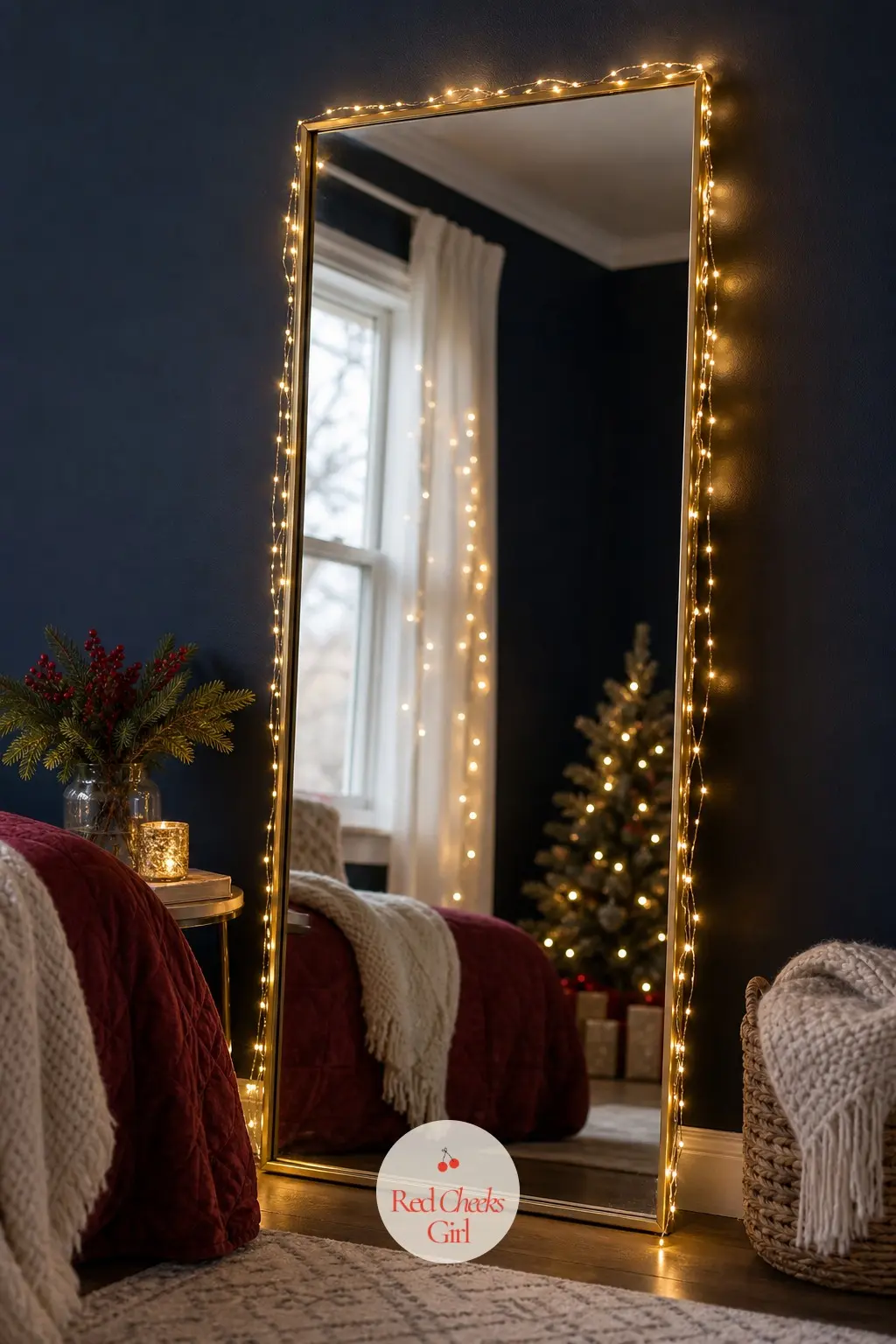 A Full-Length Mirror Outlined in Warm Twinkle Lights — Instead of the expected wreath on the closet door, run a string of warm twinkle lights around the frame