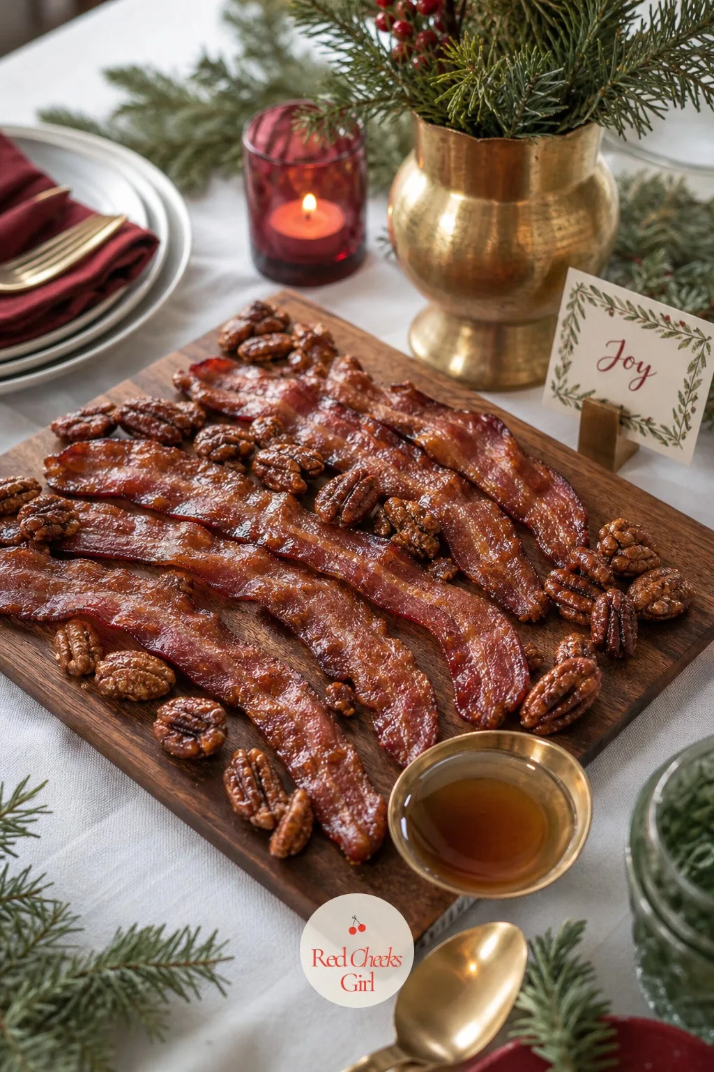 A Bacon and Candied Pecan Board — Bacon alone is a side dish. Christmas brunch ideas