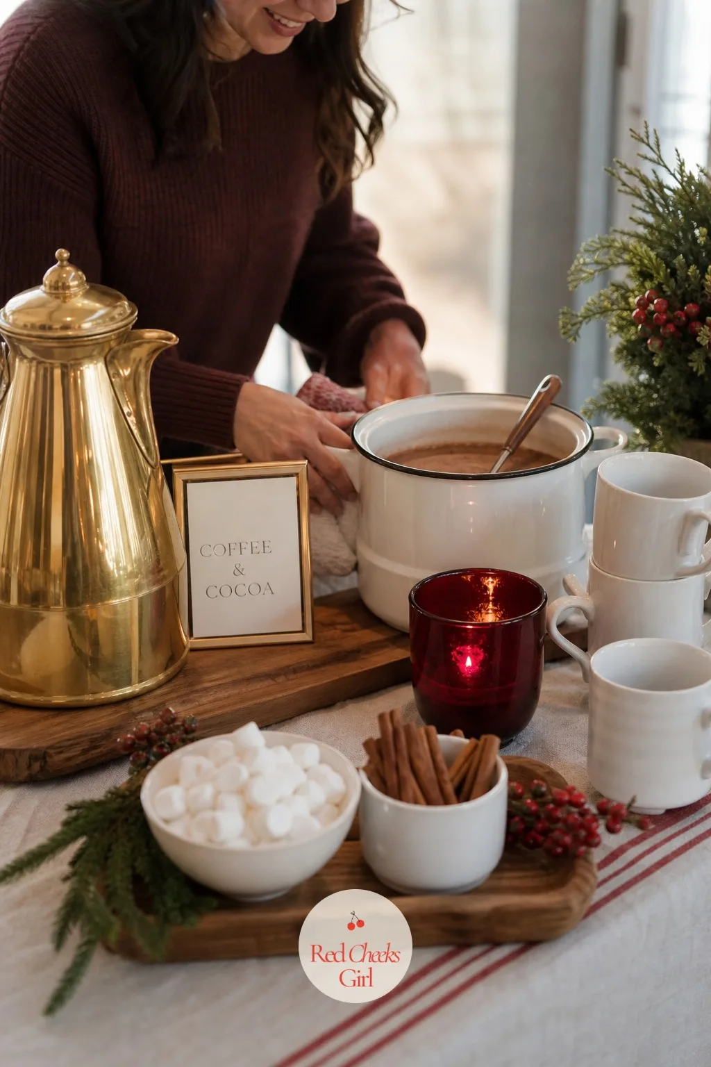 A Coffee and Cocoa Station — Coffee people and cocoa people rarely agree, so give both their own corner instead of asking one pot to do everything. Christmas