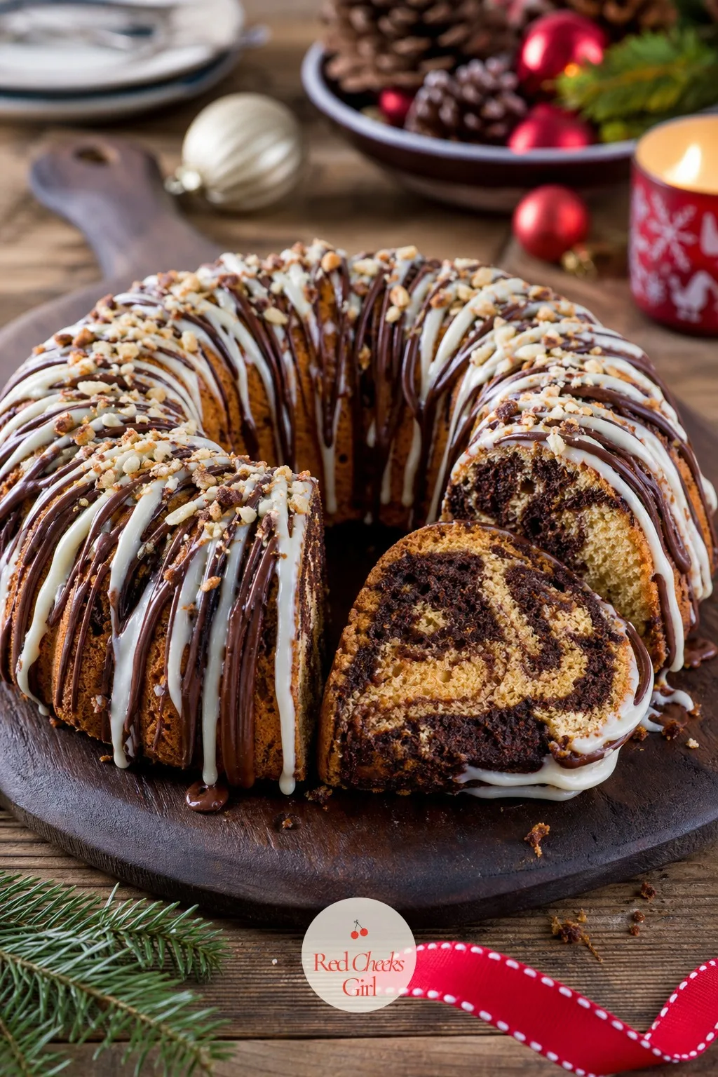 Chocolate Gingerbread Marble Bundt — Two batters, one pan, no extra bowls to wash beyond the ones you already have out: chocolate batter and gingerbread batter