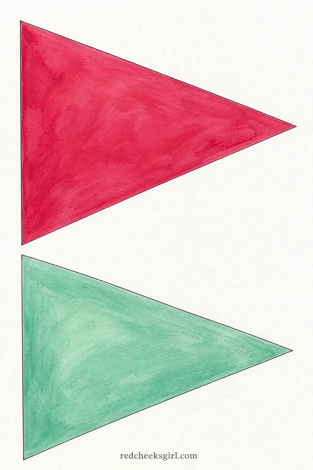 Solid Red, Green and Mint Mix Bunting printable sheet — No pattern at all, just classic triangle pennants in three flat colours: cranberry red, forest green