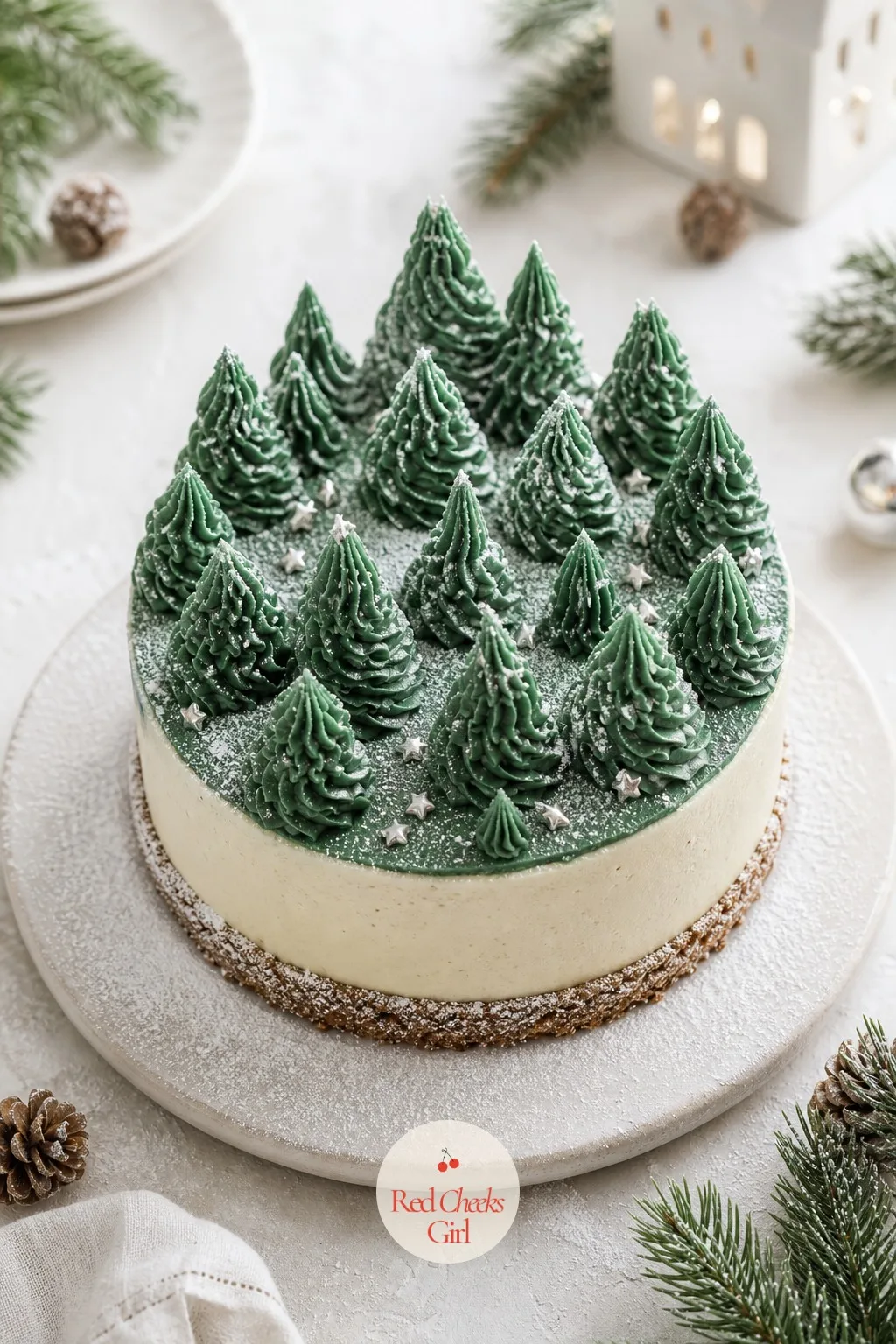 Christmas Tree Forest Cake — One plastic tree topper gets tired after a few years. Christmas cake designs