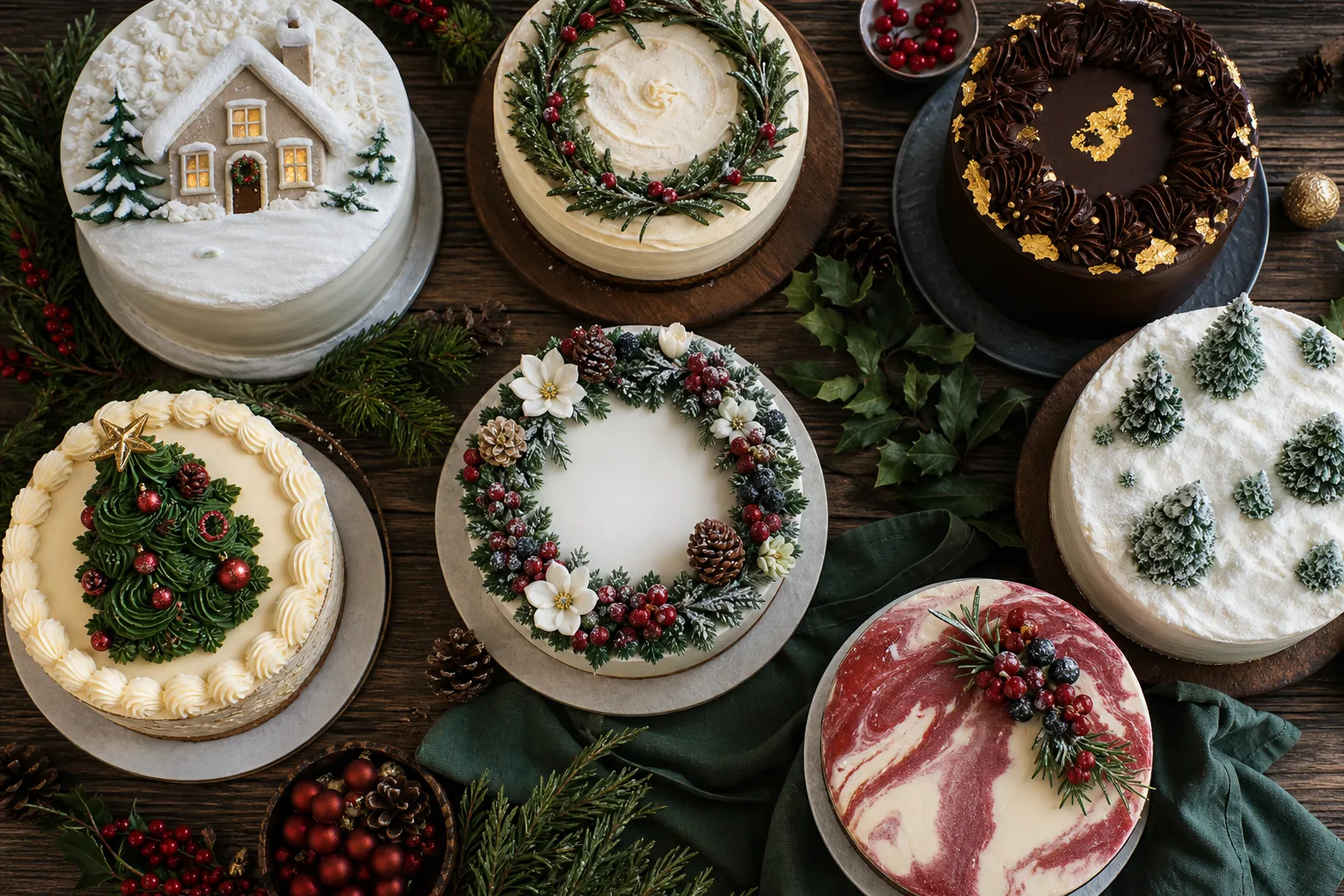 20 Christmas Cake Designs From Snowy Cottages to Gold-Leaf Showstoppers