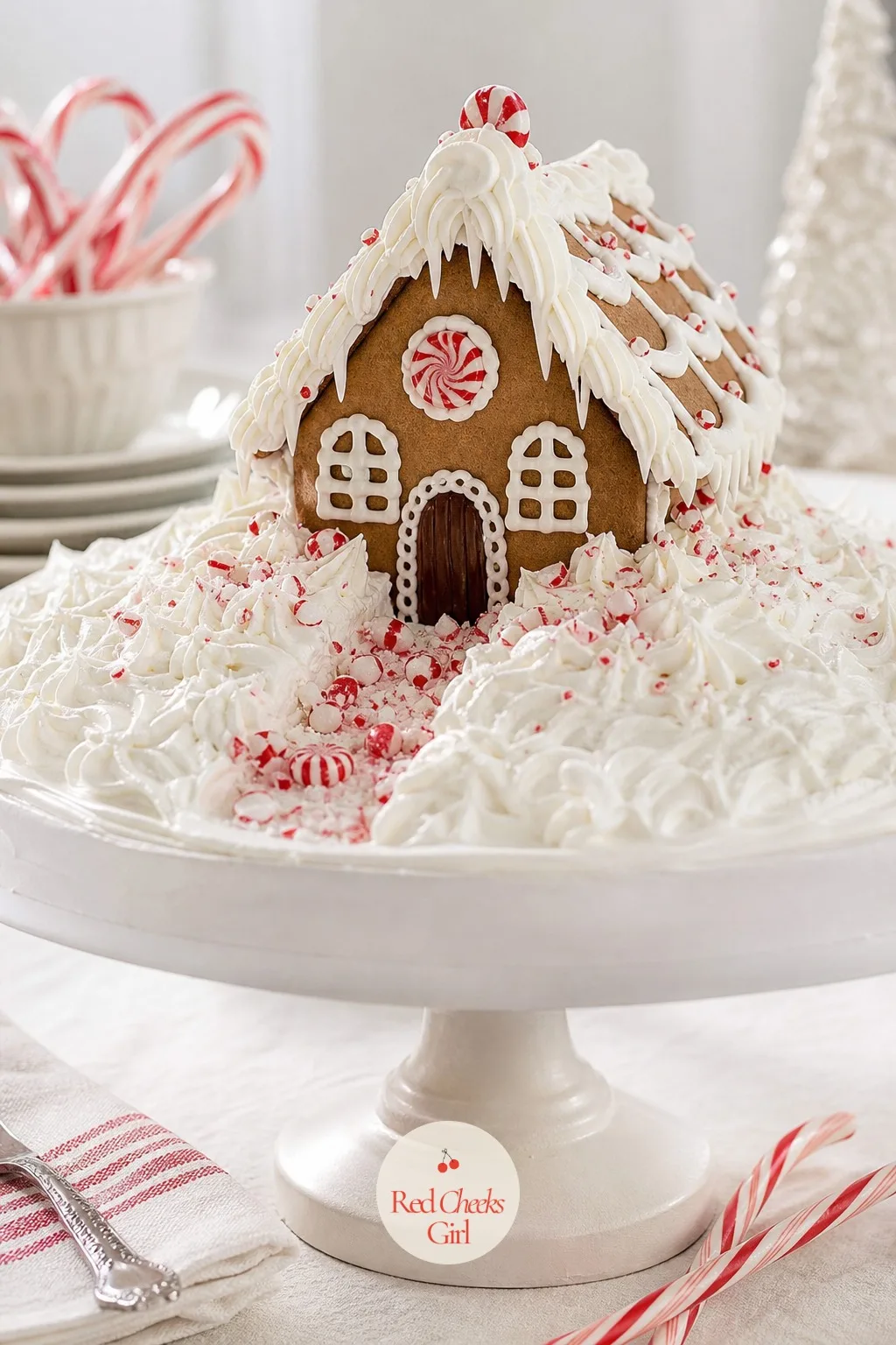 Gingerbread House Cake — She does not need to build an actual gingerbread house, the real ones collapse by dinner anyway. Christmas cake designs