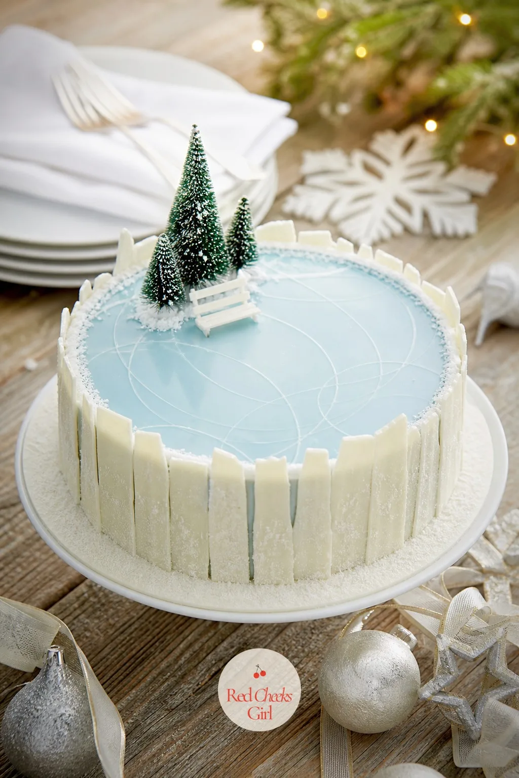 Ice Skating Pond Cake — She wants the cake people photograph, but without needing real sculpting skill to pull it off. Christmas cake designs