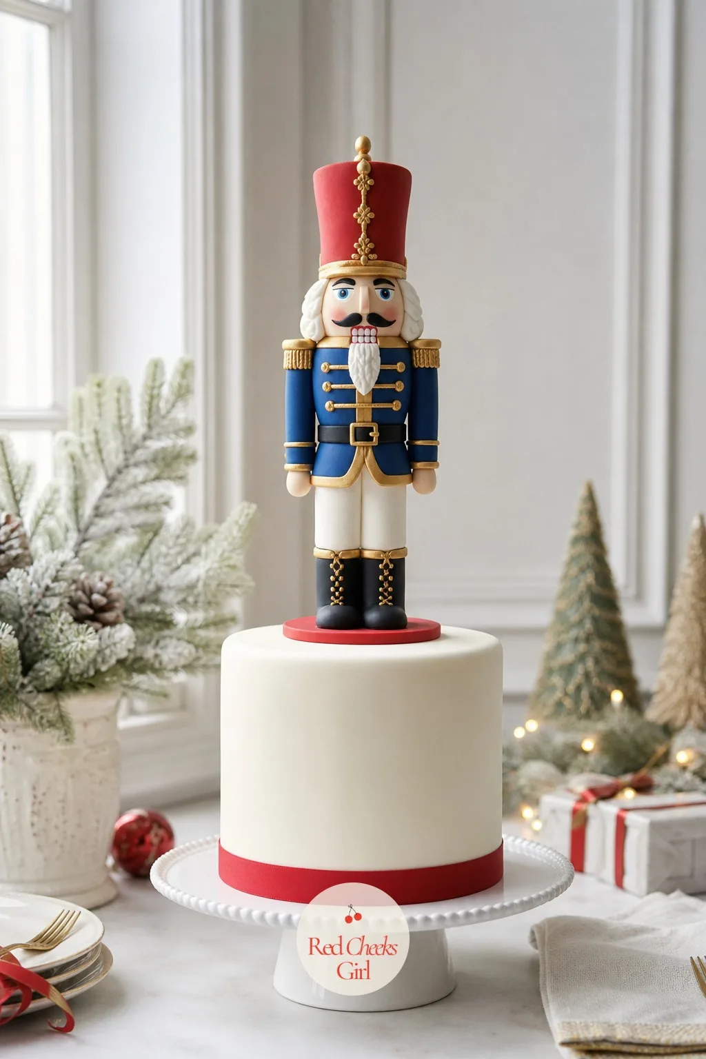 Nutcracker Soldier Cake — Round cakes start looking the same by the fifth Christmas in a row. Christmas cake designs