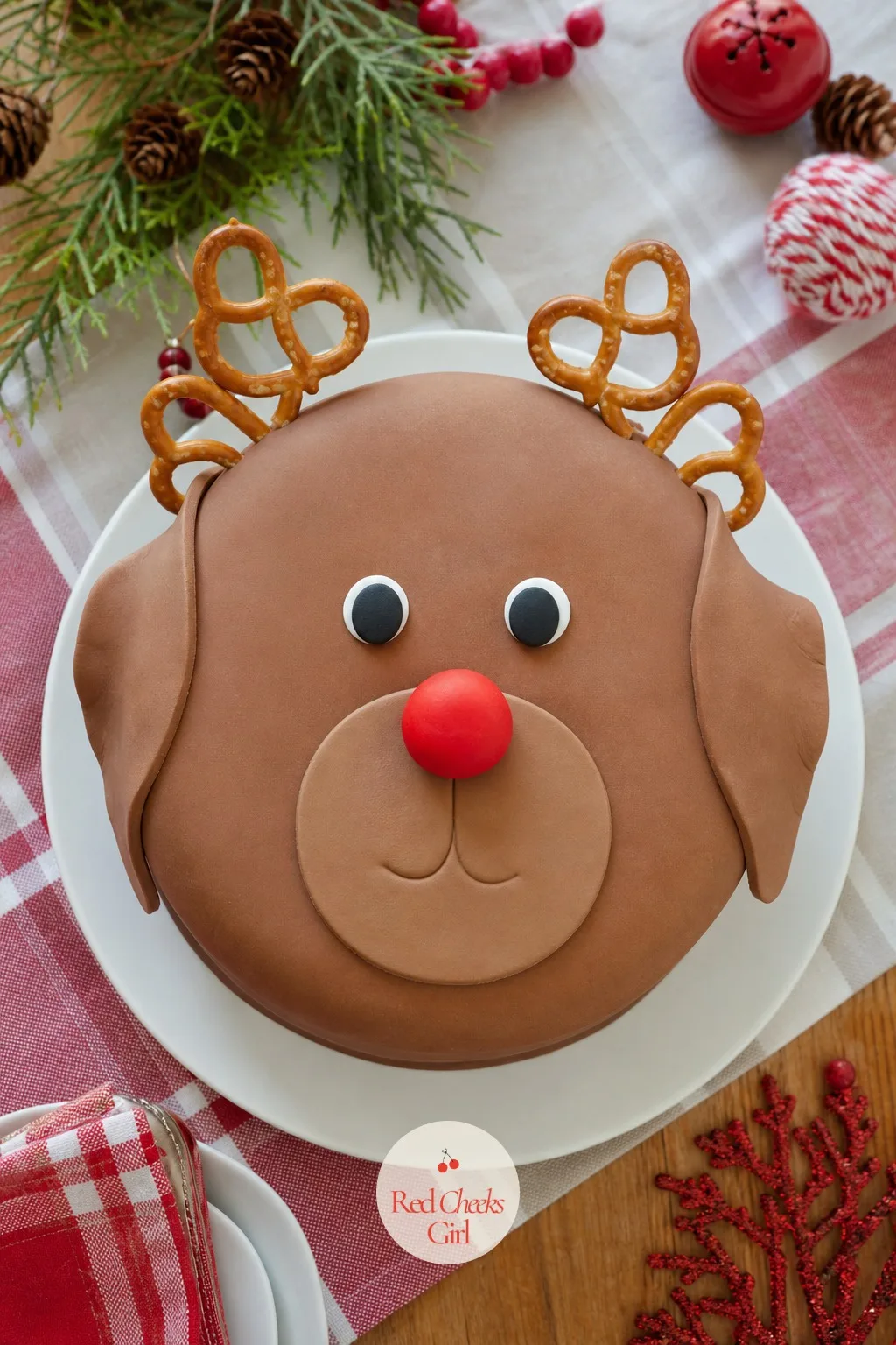 Reindeer Face Cake — This is the cake the littles will ask for by name next year, which is either a relief or a small trap depending on how she feels about