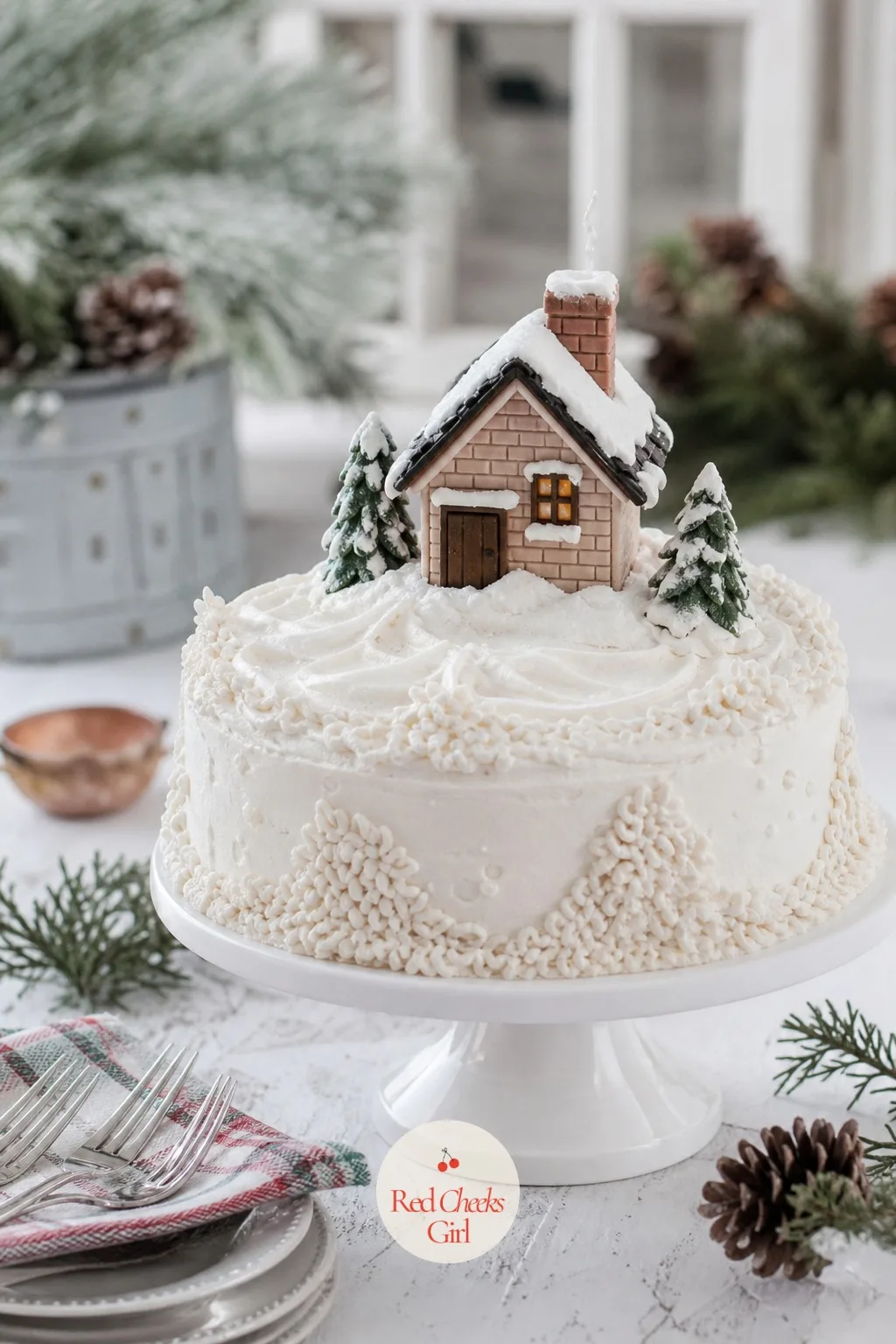 Snowy Cottage Village Cake — A cake that looks like it belongs in a shop window sounds like a weekend lost to fondant. Christmas cake designs