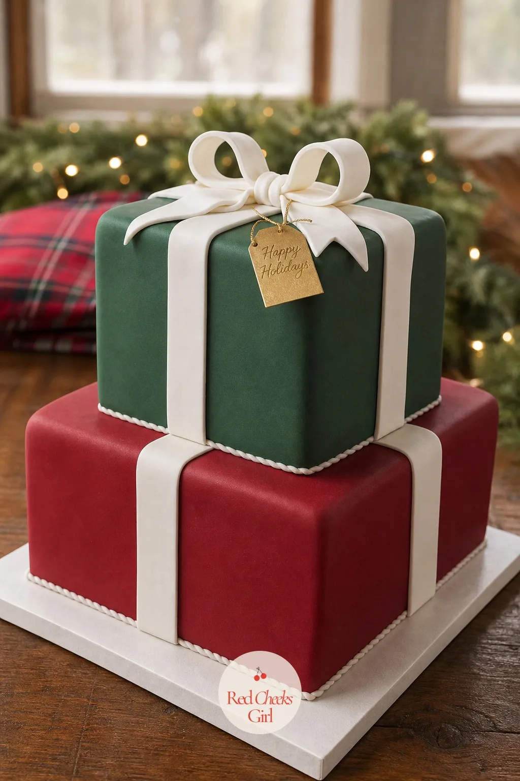 Stacked Presents Cake — Round cakes start to blur together after enough Christmases. Christmas cake designs