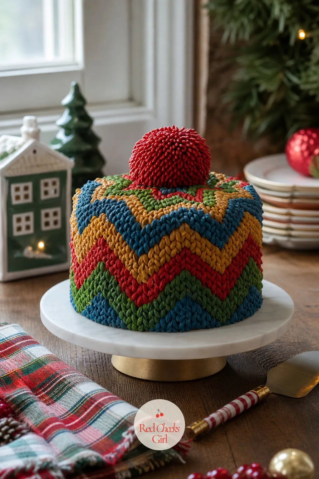 Ugly Sweater Cake — An ugly sweater party needs a cake that is deliberately, happily clashing, not one that tries to look nice and fails. Christmas cake designs