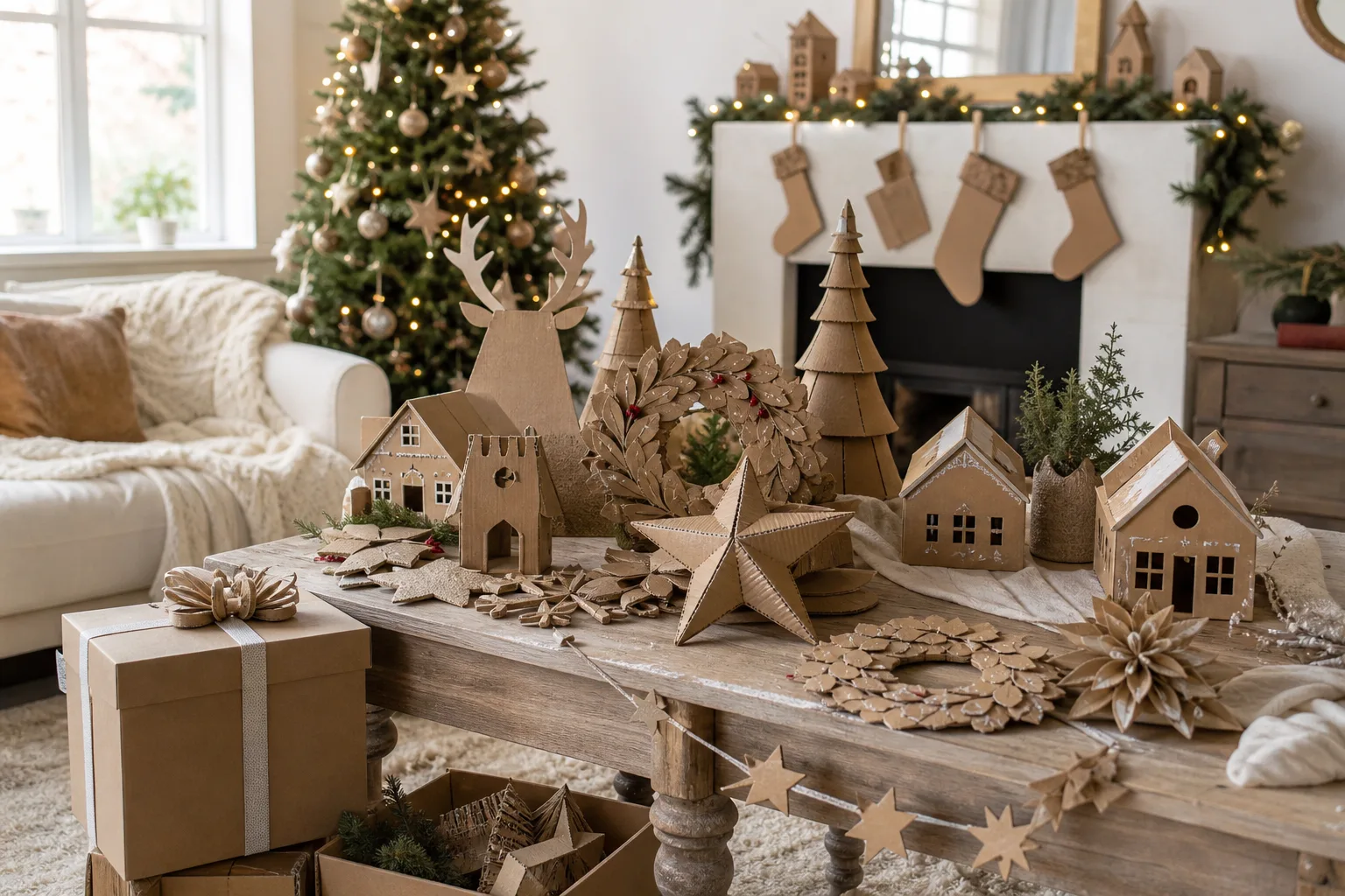 12 Christmas Cardboard Crafts That Turn Delivery Boxes Into Holiday Decor