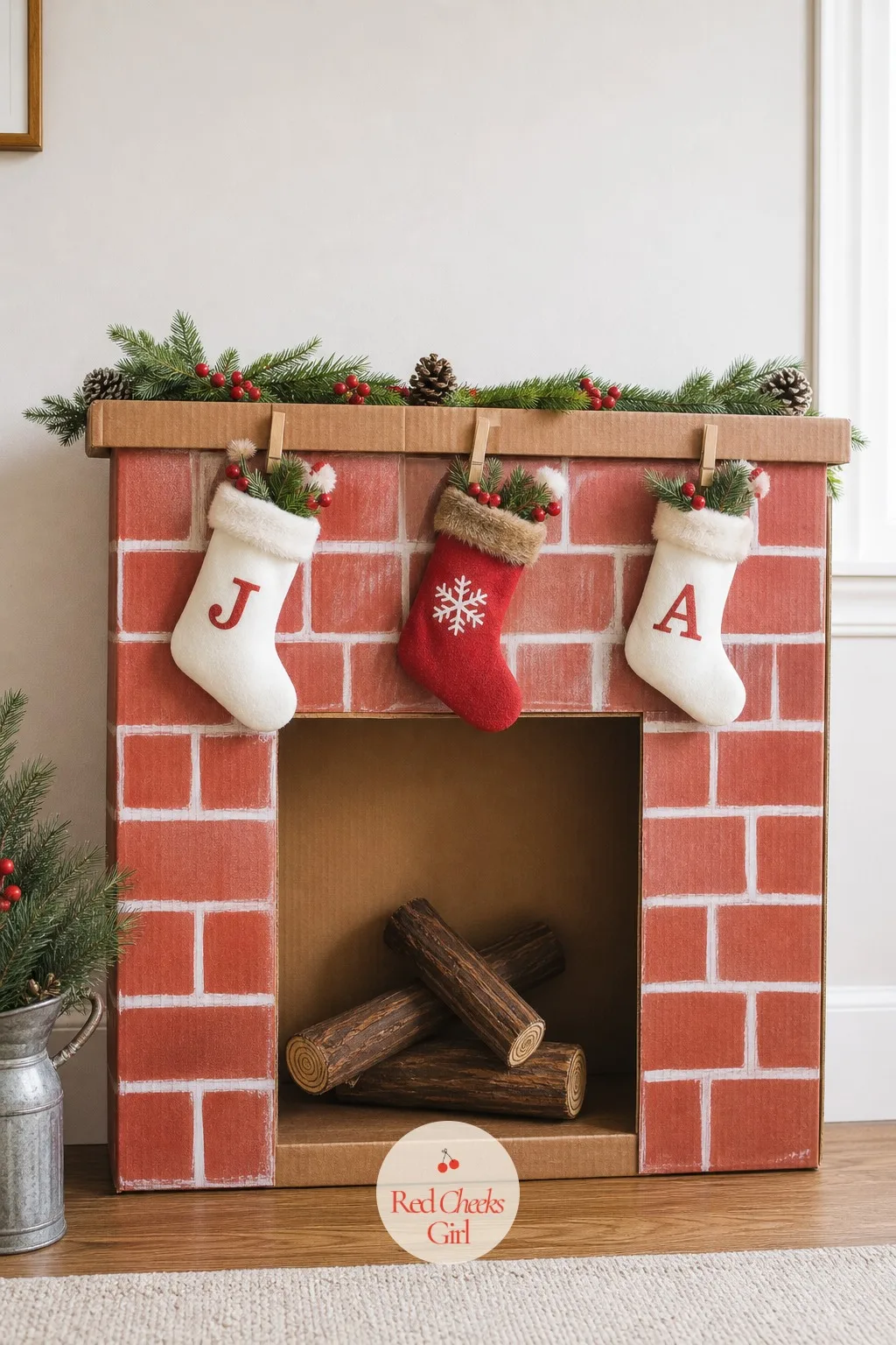 The Faux Fireplace From an Appliance Box — Renting an apartment with no fireplace does not mean the stockings have nowhere to hang. Christmas cardboard crafts