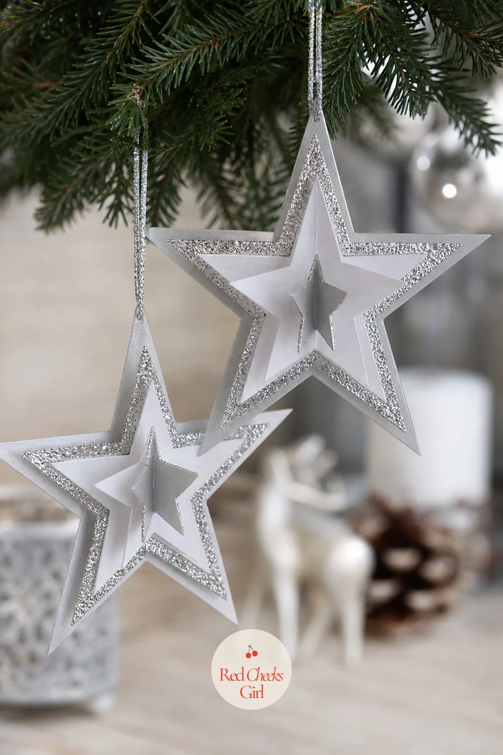 The Layered Star Ornaments — Glass ornaments break the instant a cat or a toddler looks at the tree sideways. Christmas cardboard crafts