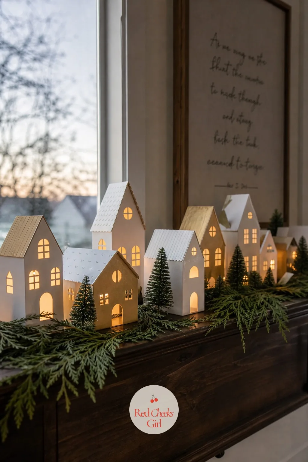 The Lit-Up Cardboard Village — A porcelain Christmas village costs a fortune piece by piece and chips every single time it goes back in the attic box.
