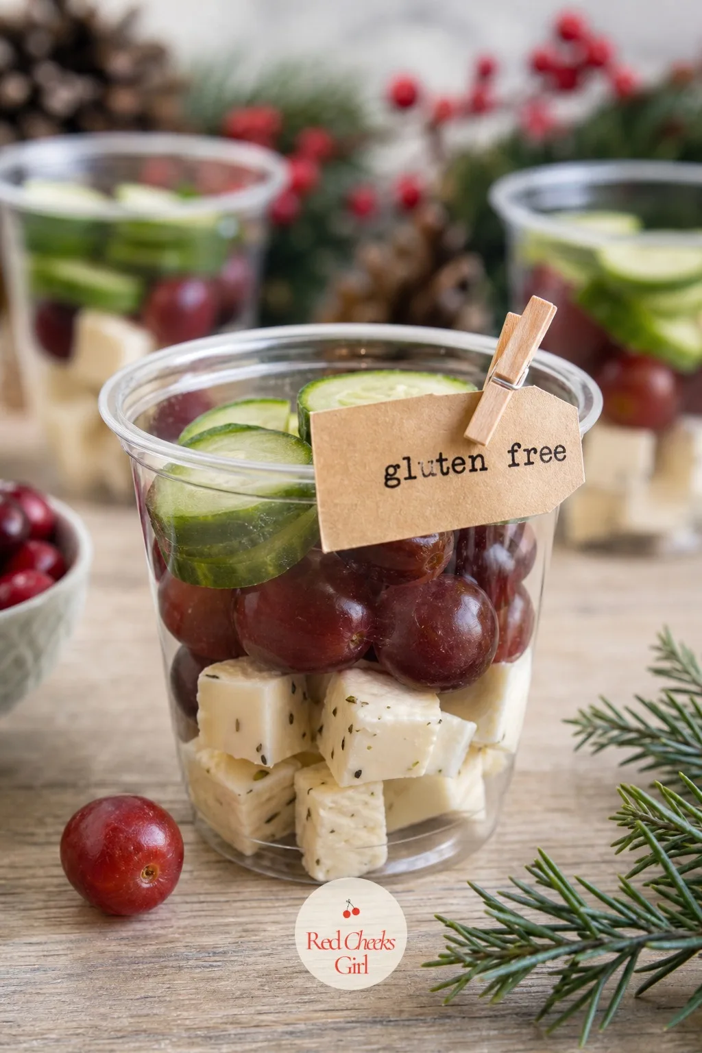 Gluten Free Cup — This is the cup you make once and stop worrying about for the rest of the party. Christmas charcuterie cups