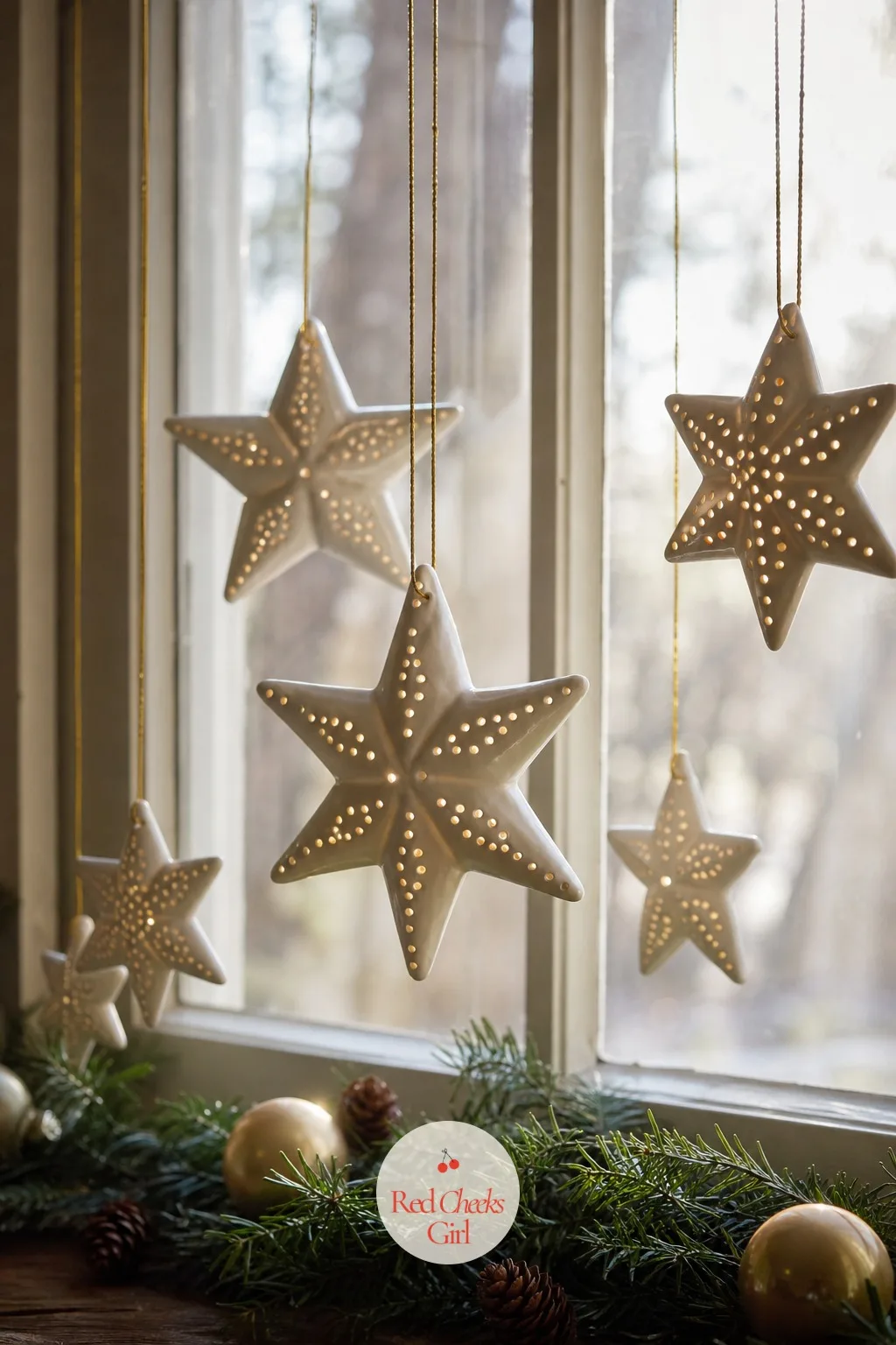 Pierced Star Luminary Ornaments — Hung in a window rather than on a branch, these do something a glass bauble cannot: let afternoon light through in a
