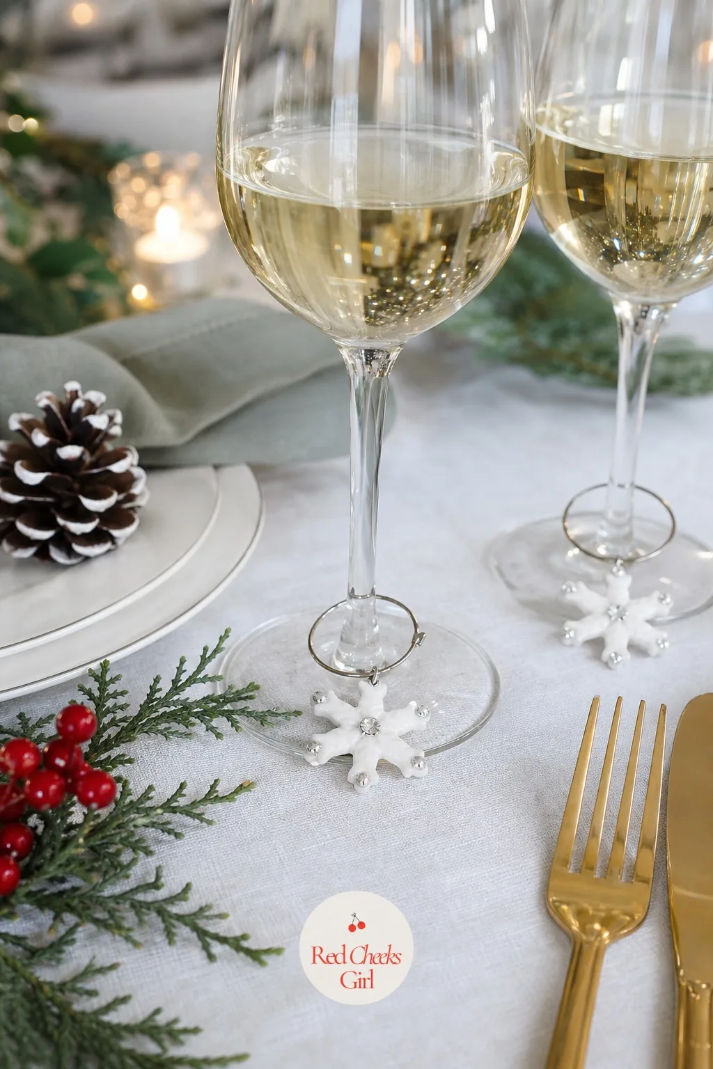 Snowflake Wine Charms — Nobody at a dinner table ever remembers which glass is theirs after the second pour, and the little rubber charms sold for the job
