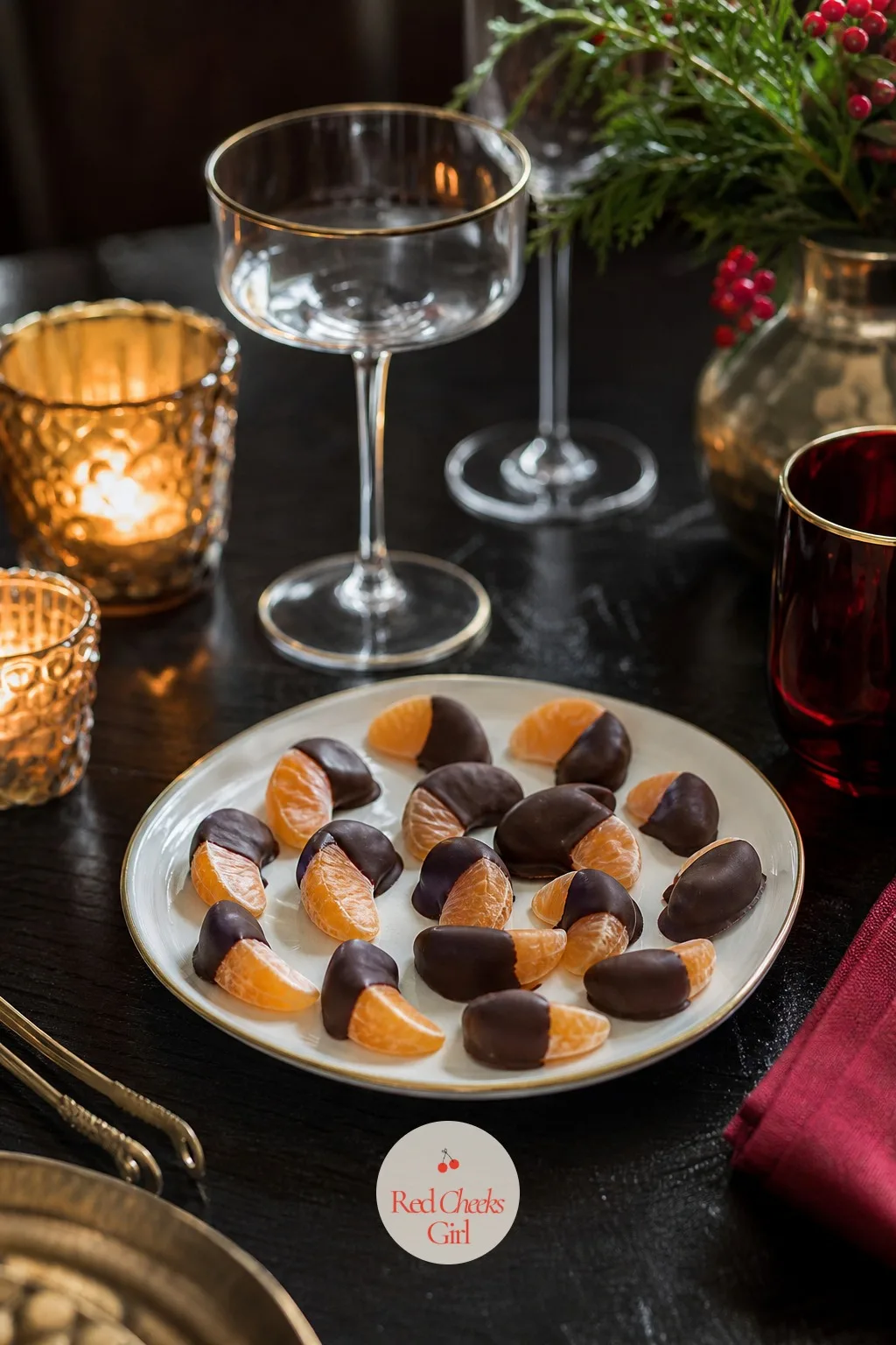 Chocolate-Dipped Clementine Segments — The one sweet bite on the table, and it is almost no work at all. Christmas cocktail party ideas
