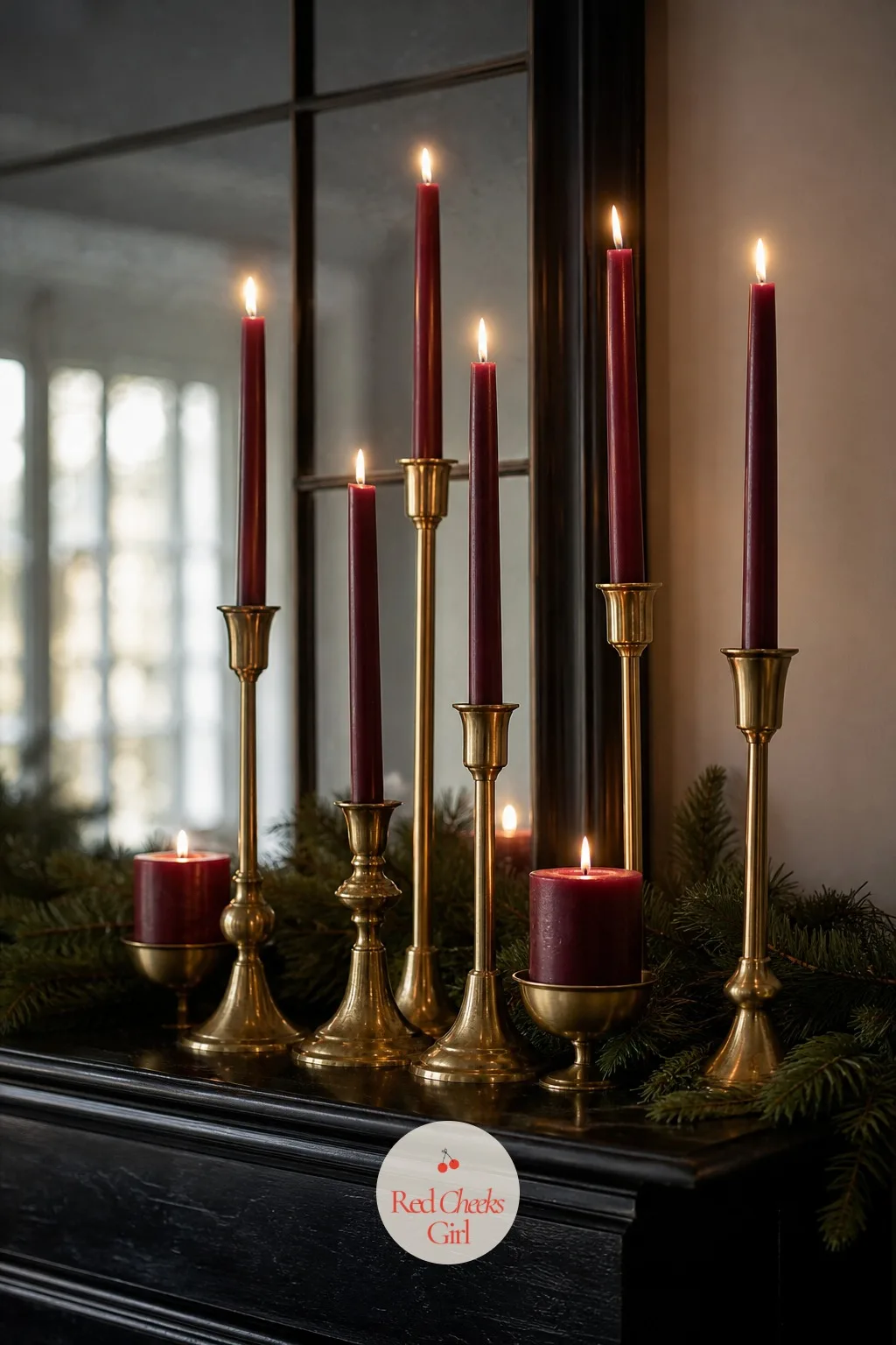 A Cluster of Taper Candles in Brass Holders — A party lit entirely by candles reads as an occasion before anyone says a word about it. Christmas cocktail party