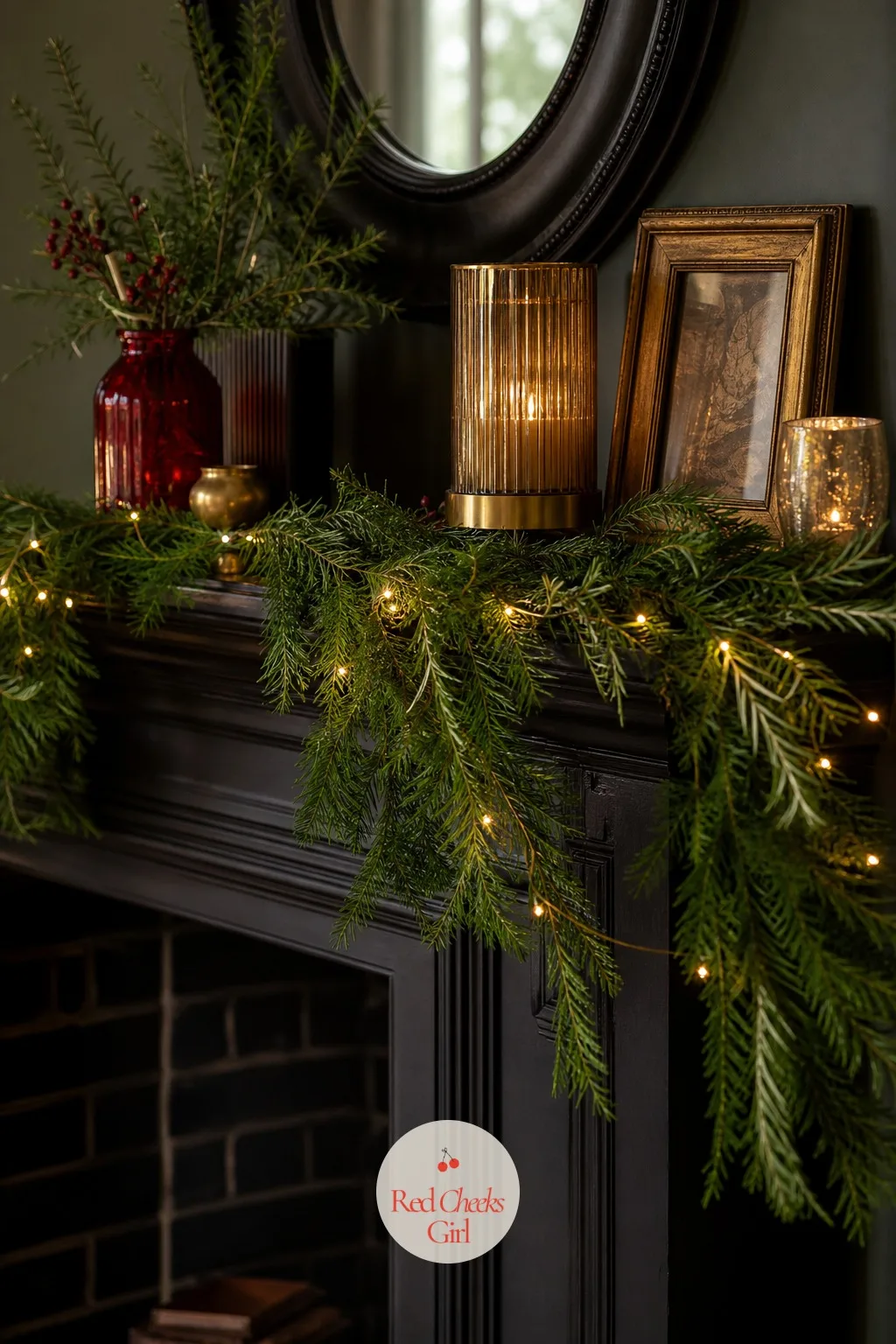 A Garland of Fresh Greenery Along the Mantel — One long run of greenery does more for a room than a dozen small decorations scattered around it. Christmas