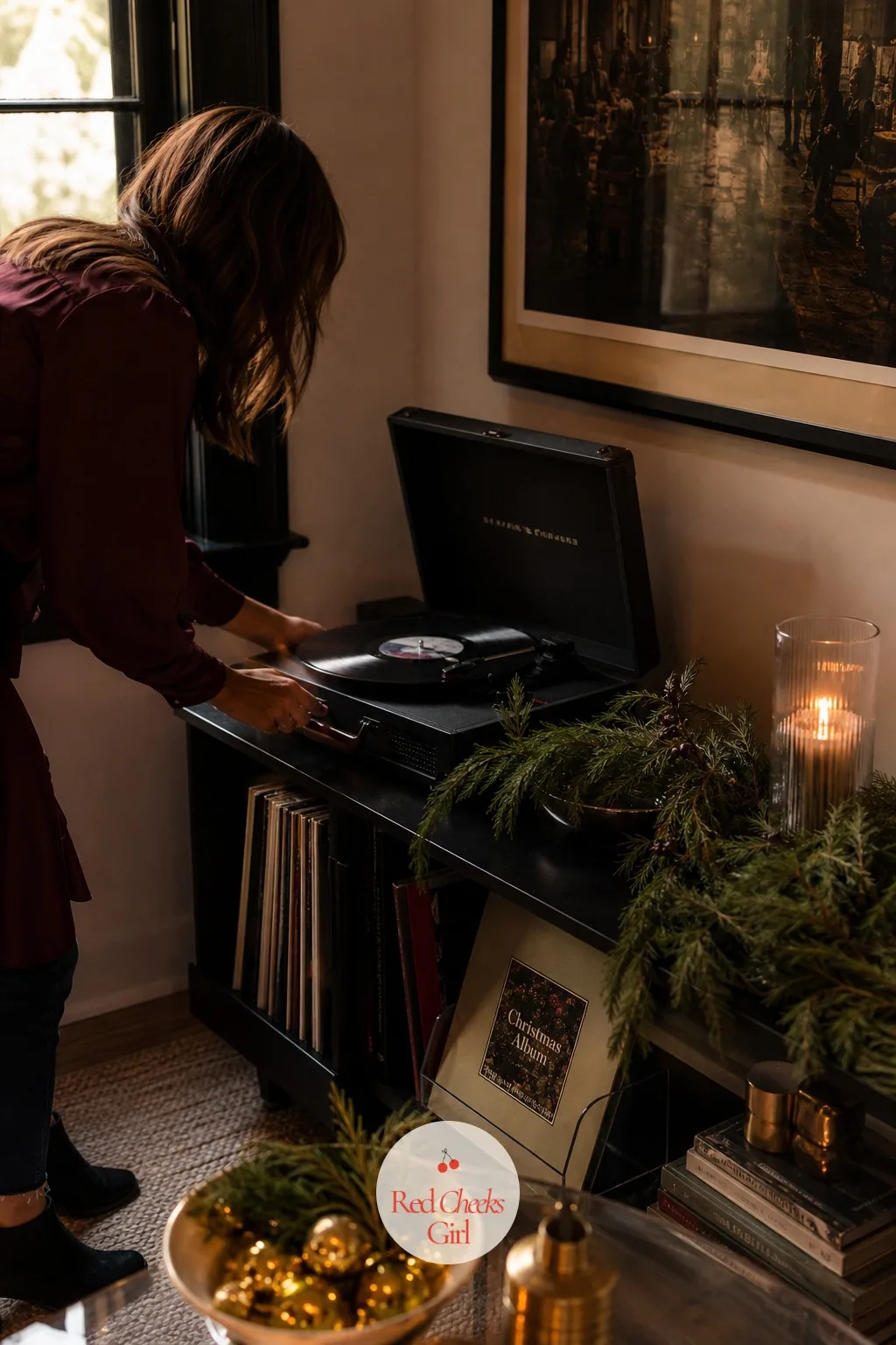 A Low Corner for the Music — Music that fights with conversation ruins a cocktail party faster than bad lighting. Christmas cocktail party ideas