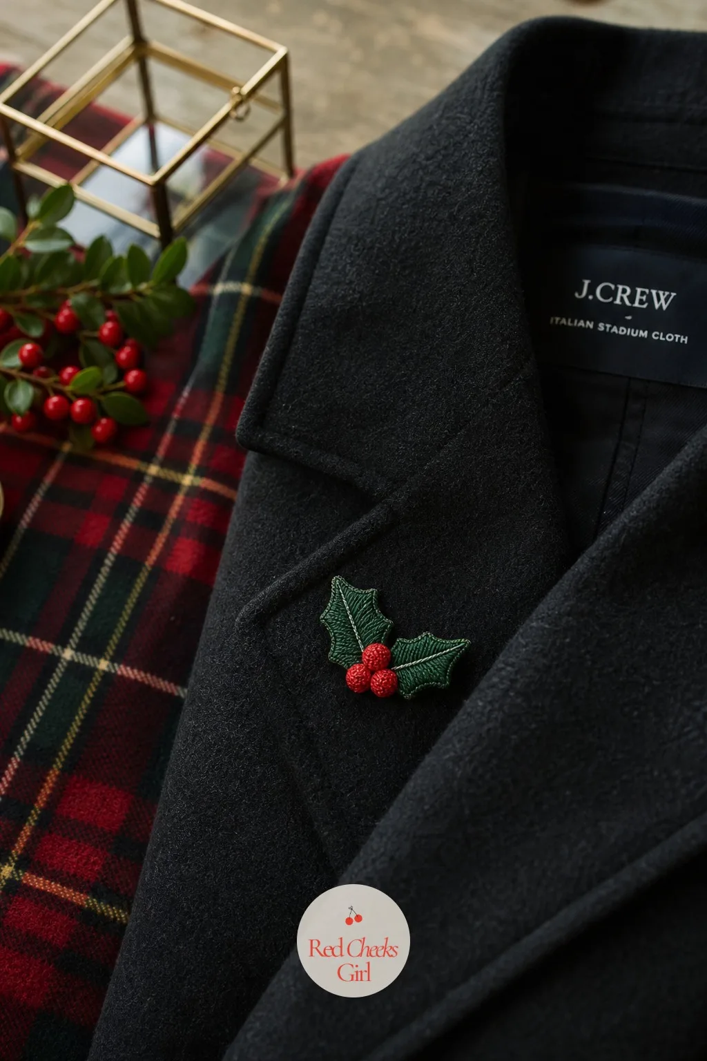 Embroidered Holly Brooch — A sprig of plastic holly pinned to a coat always looks like it came from a dollar bin, because it did. Christmas crafts for adults