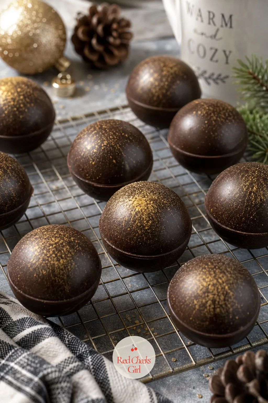 Gold-Dusted Cocoa Bombs — Hot cocoa mix in a jar has been the go to office gift for a decade, and everyone can tell. Christmas crafts for adults