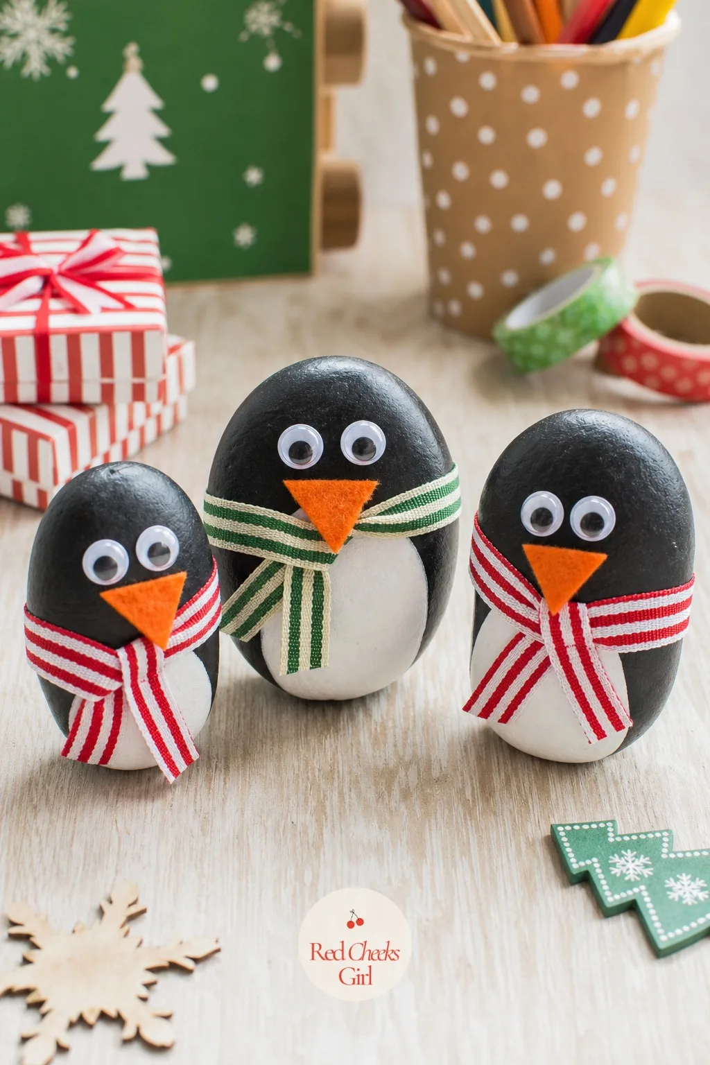 Googly-Eye Penguin Rocks — Smooth river rocks already look like something, which is half the battle with a group that loses patience fast. Christmas crafts for