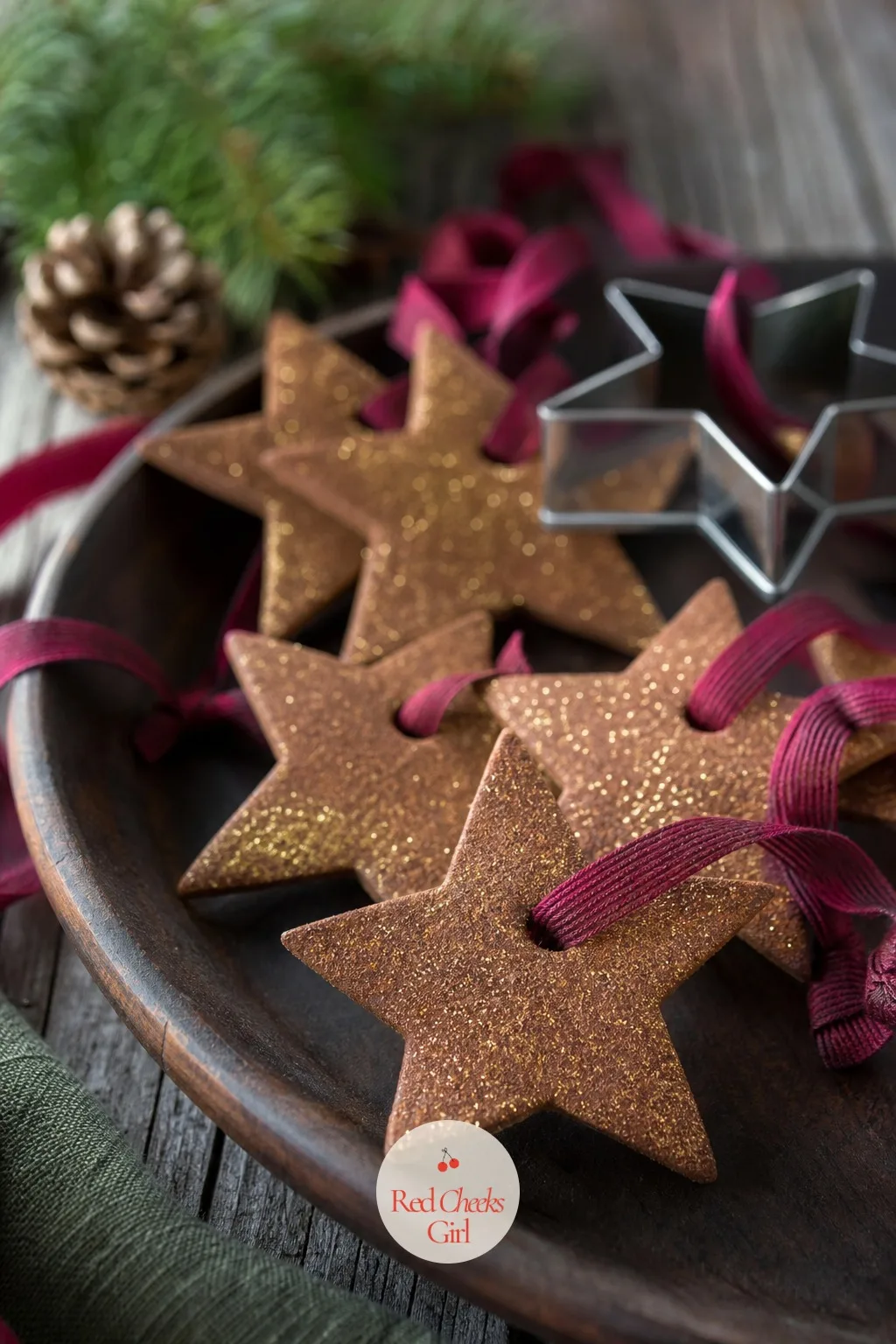 Cinnamon Dough Star Ornaments — Mix ground cinnamon with a little applesauce and no oven is needed at all, just a windowsill and a few days of patience.